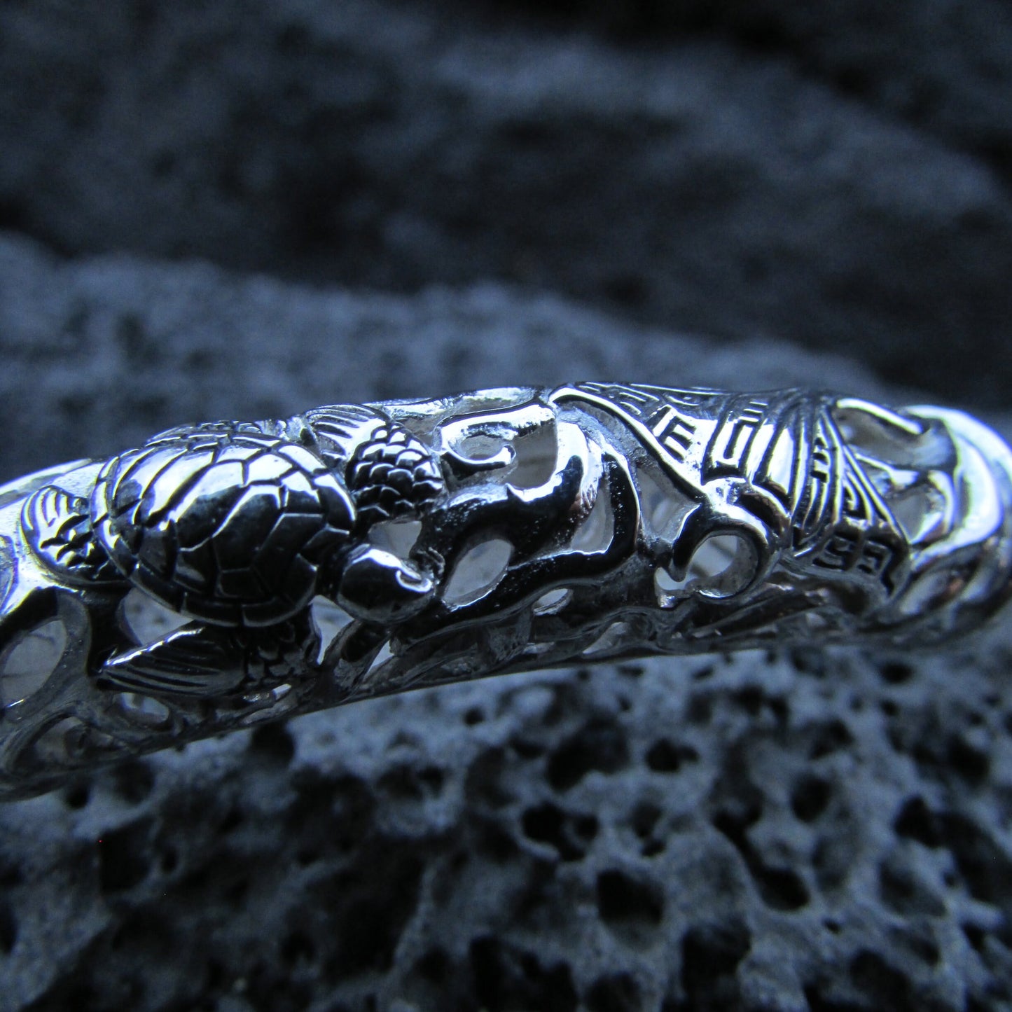Mens Bracelet Gift Silver Metal | Manta Ray | Stingray | Turtle | Hawaii | Big Island