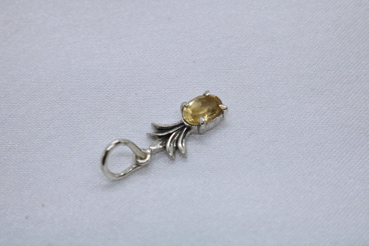 Pineapple charm citrine necklace pendant. Sterling silver.