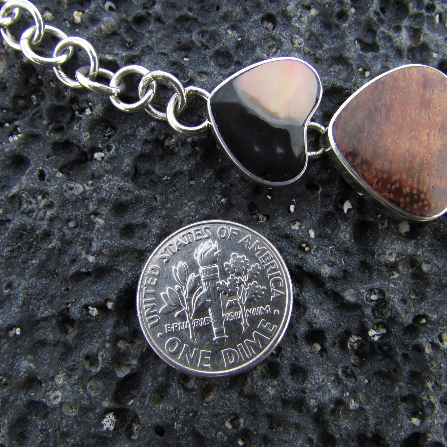 Bracelet | Hawaiian Koa Wood | Black Lip Ouster | Sterling Silver