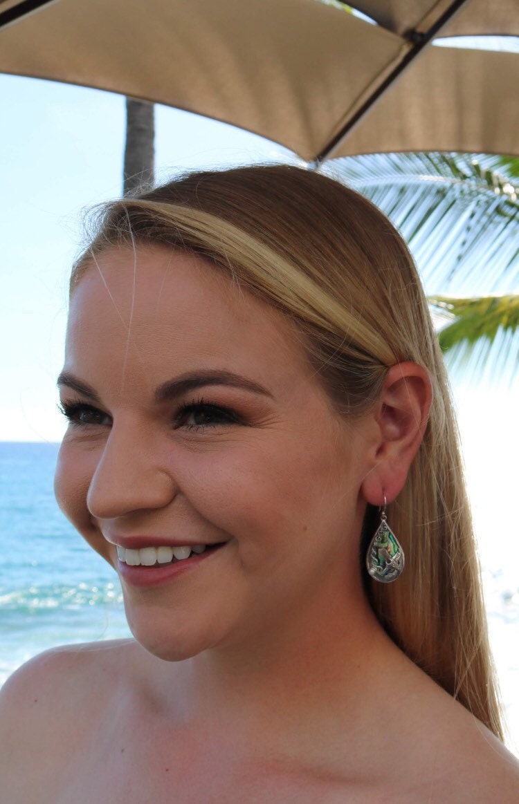Manta Ray Wave Earrings | Abalone Paua Shell | Pearl | Sterling Silver | Ocean | Beach | Gift | Jewelry | Handmade | Unique