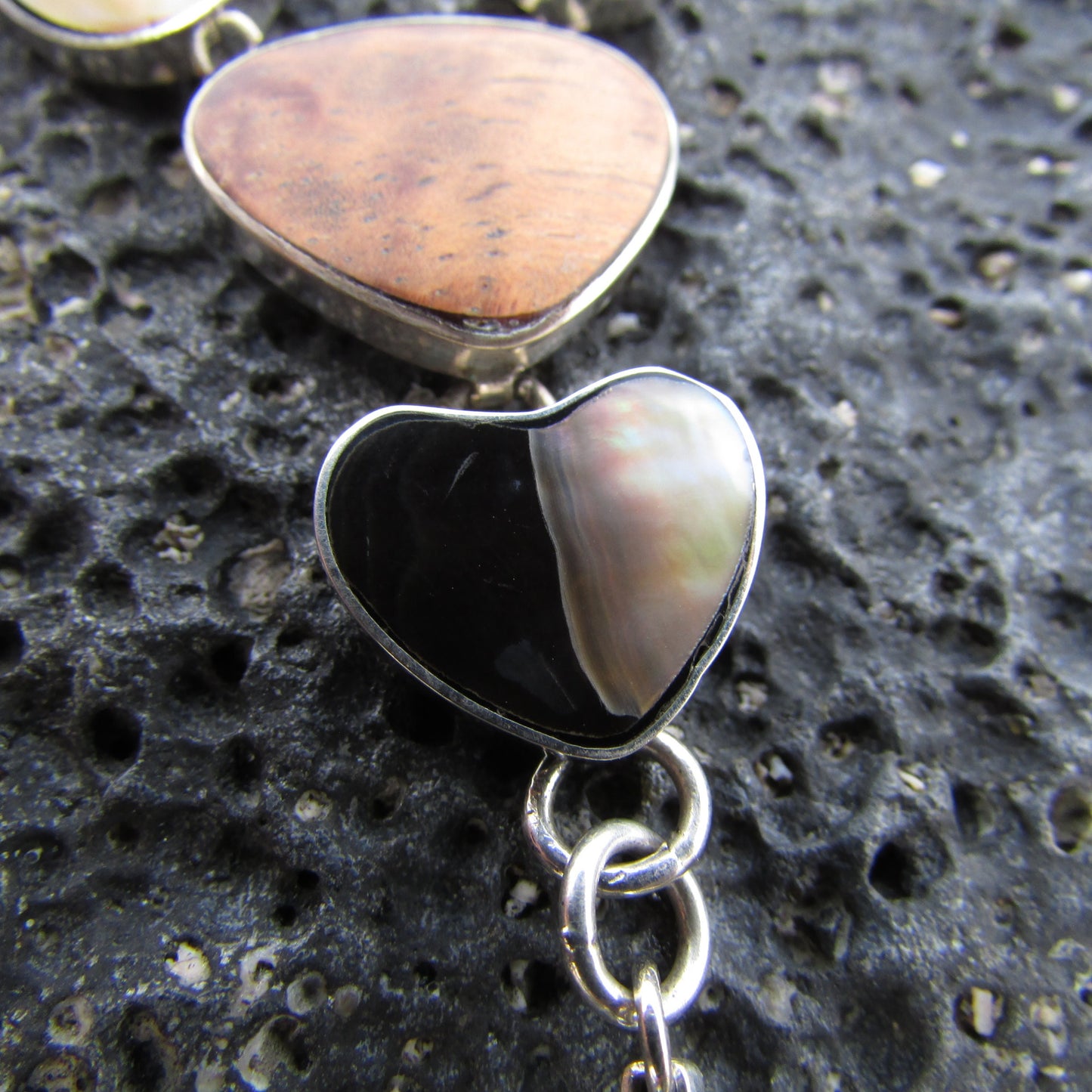 Bracelet | Hawaiian Koa Wood | Black Lip Ouster | Sterling Silver