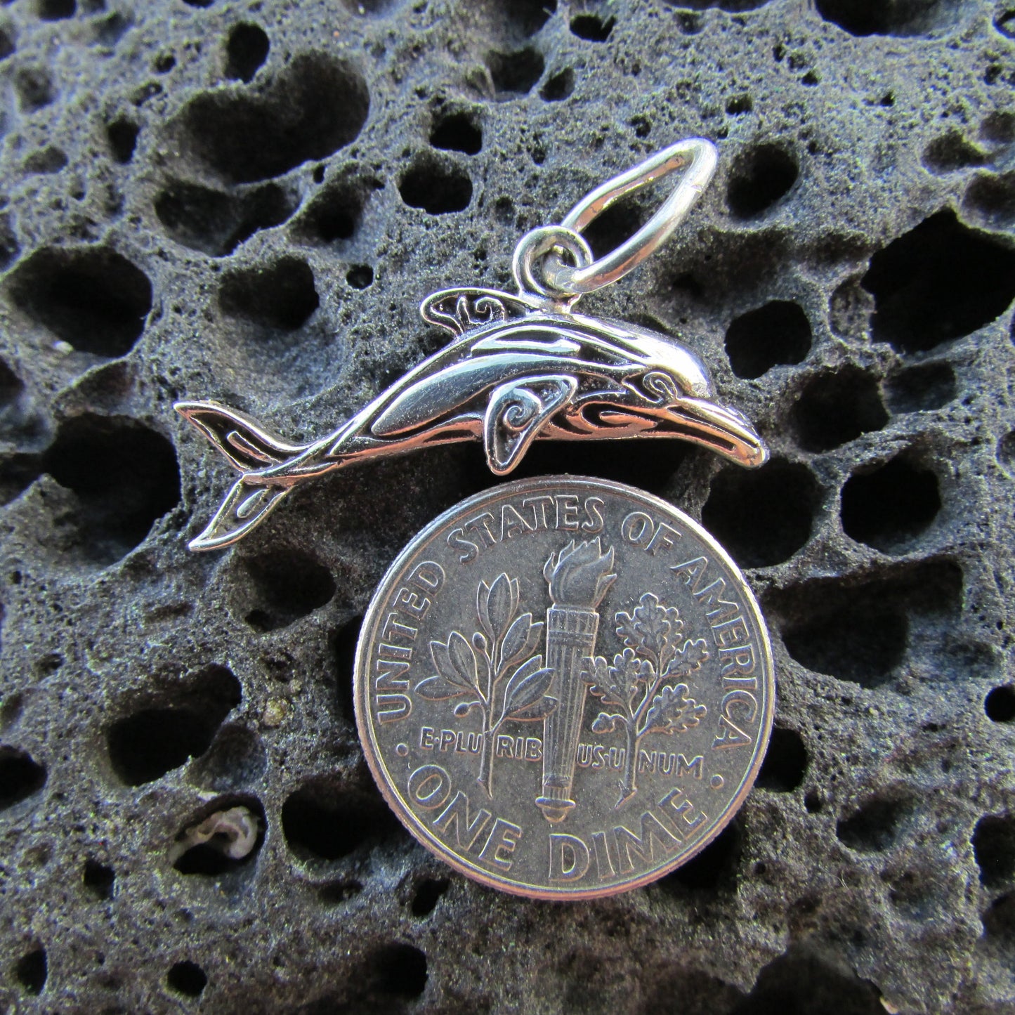 Dolphin Necklace Pendant Charm Mini | Sterling Silver | Ocean | Beach | Gift | Jewelry | Handmade | Unique