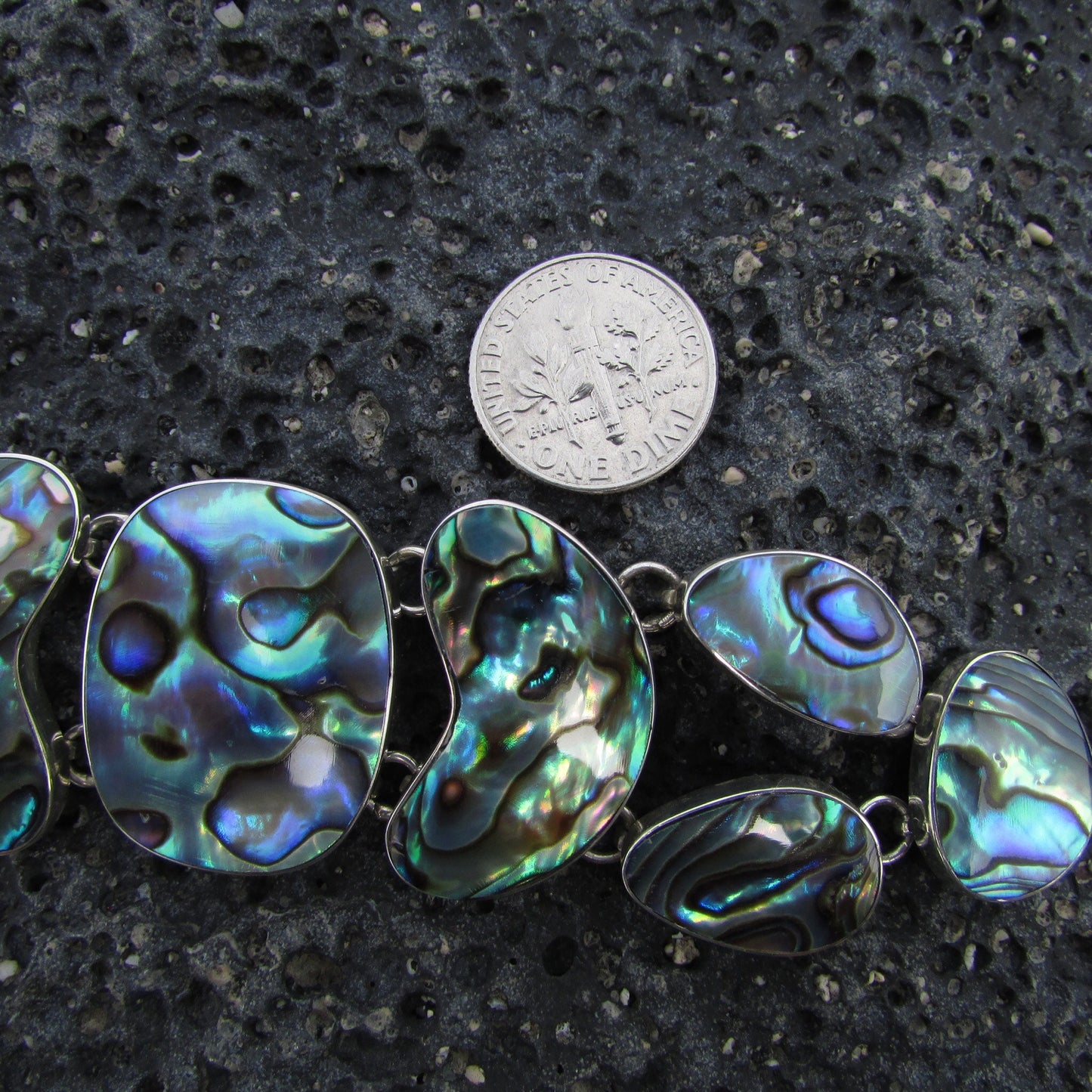 Handmade Bracelet Abalone Shell Paua Shell. Sterling Silver.