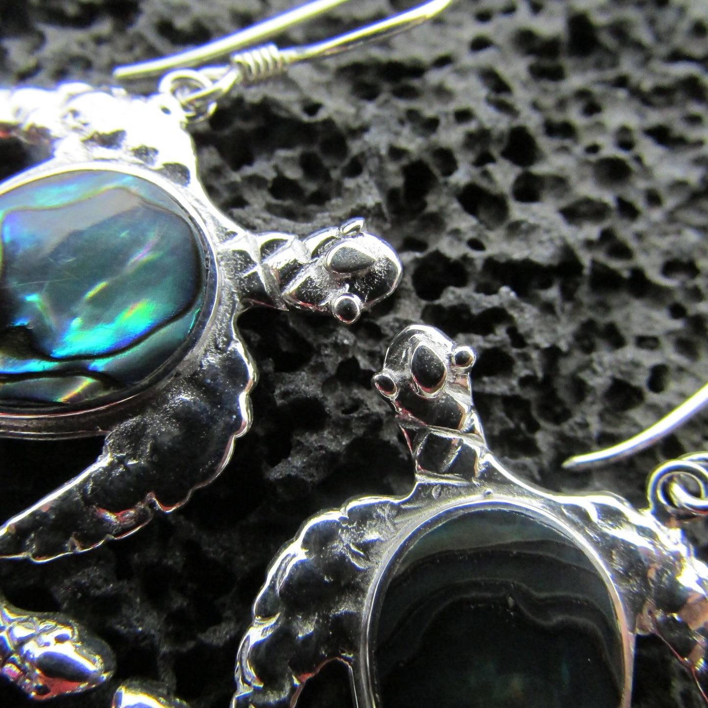 Sea Turtle Couple Earrings | Abalone Paua Shell | Amethyst | Beach | Gift | Jewelry | Handmade | Unique