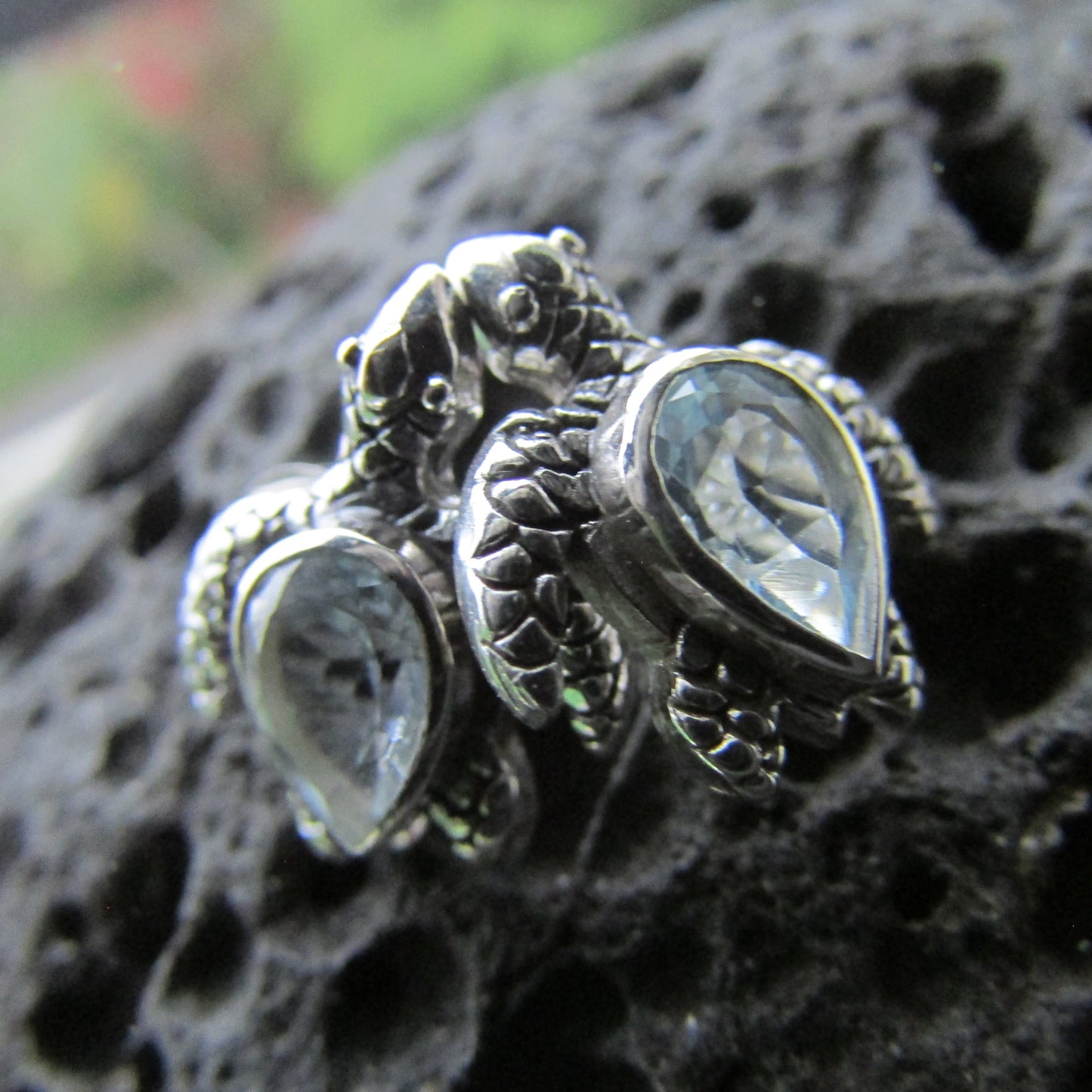 Sea Turtle Stud Earrings | Blue Topaz | Sterling Silver | Ocean | Beach | Gift | Jewelry | Handmade | Unique