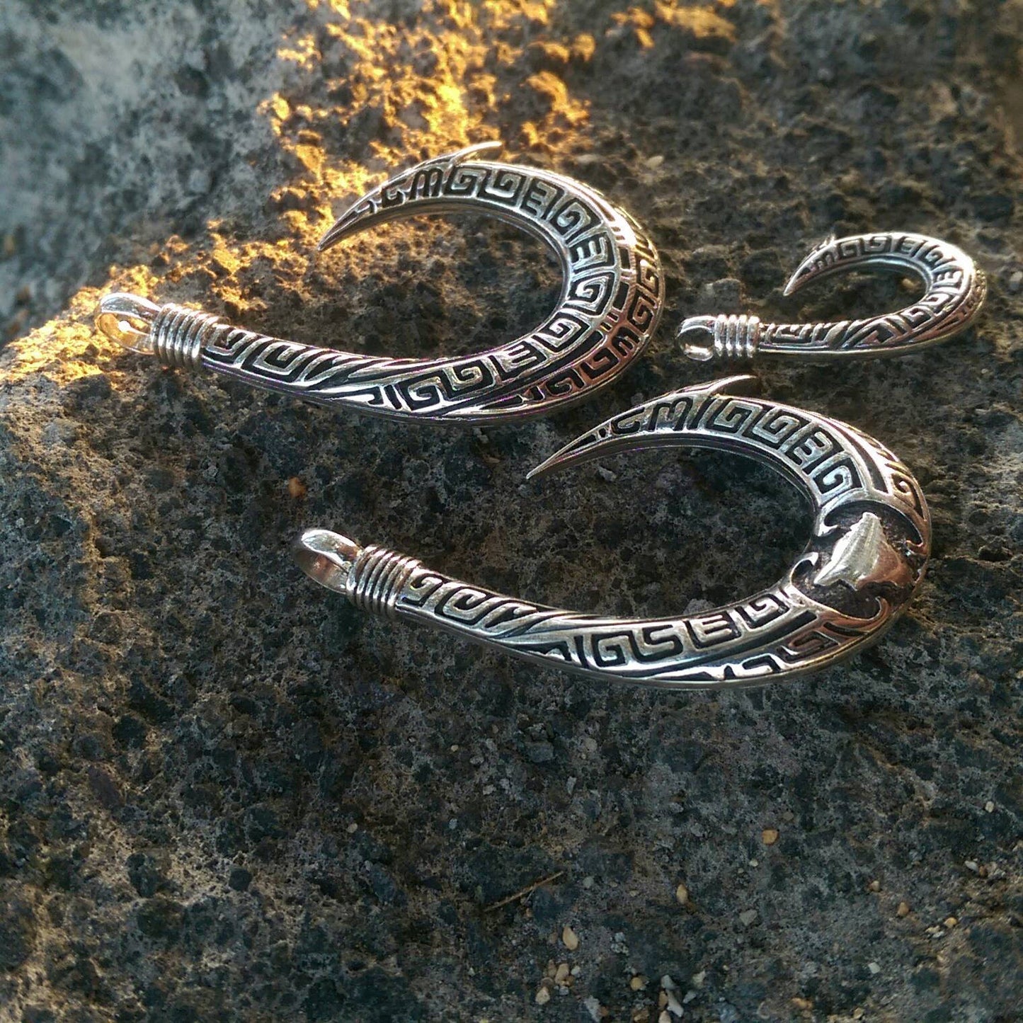 Fishing Hook with Hawaii's Big Island Shape | Sterling Silver | Ocean | Beach | Gift | Jewelry | Handmade | Unique