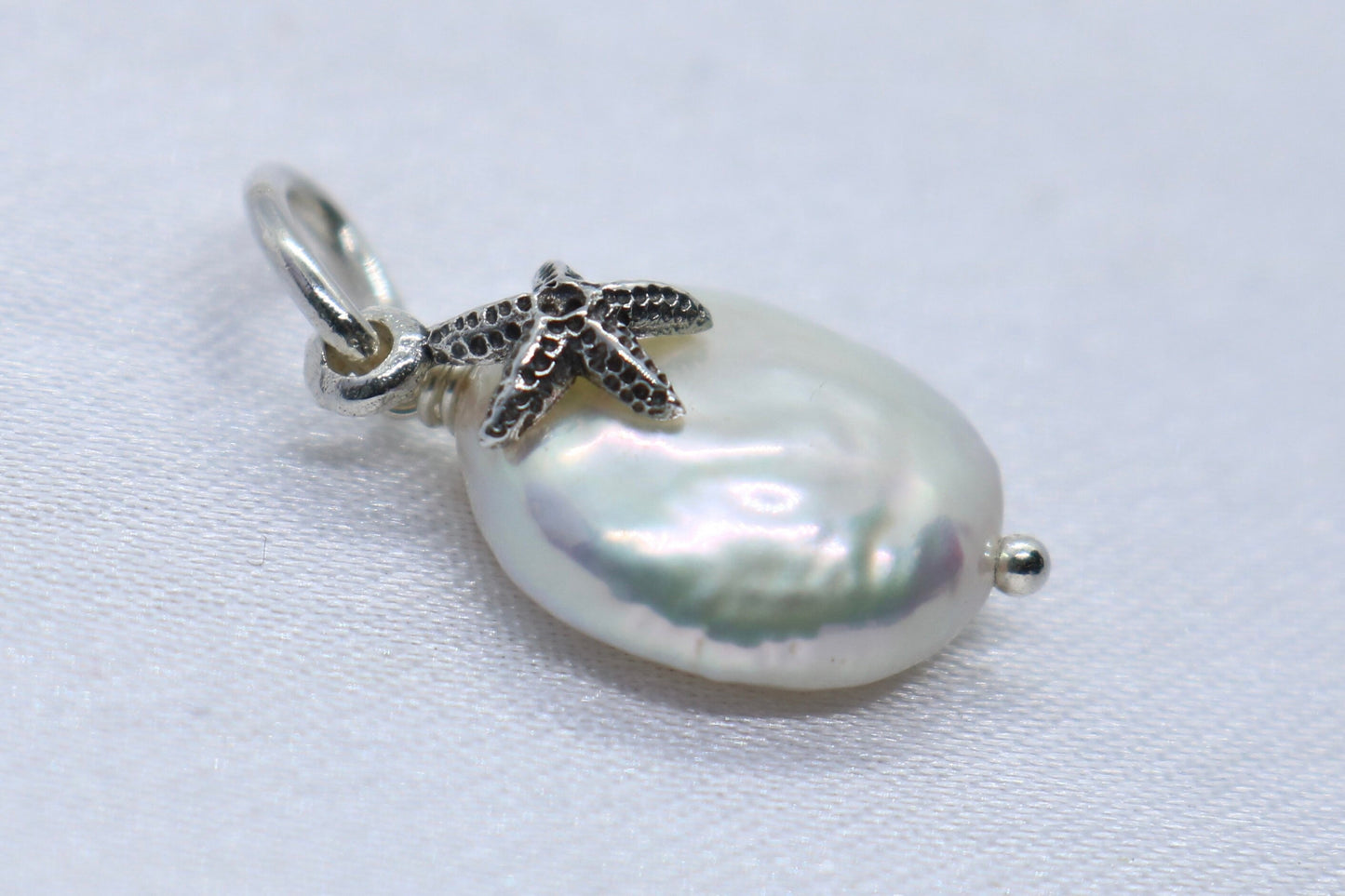 Starfish Pearl Charm Coin Silver Pendant Necklace