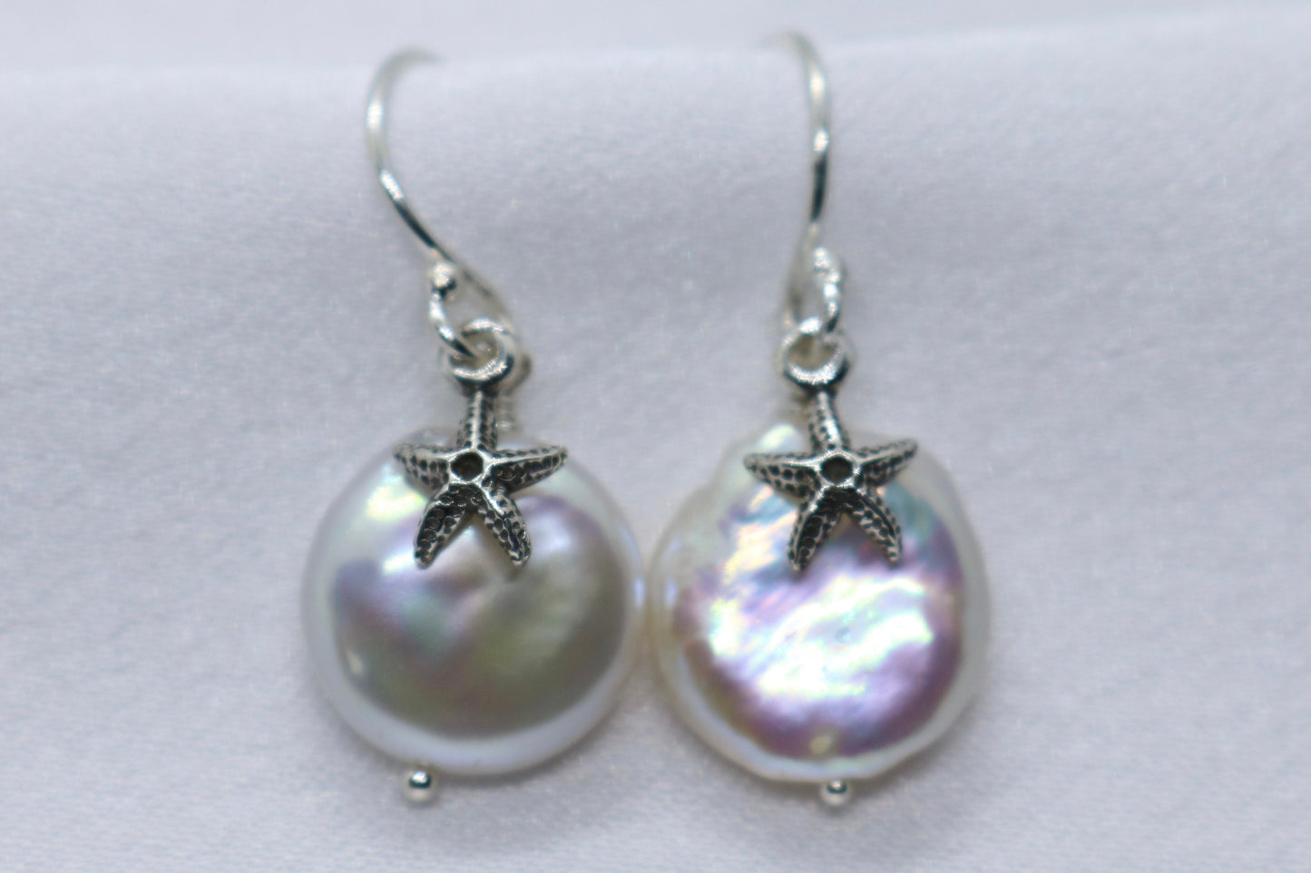 Starfish Pearl Earrings Charm Coin Silver Jewelry