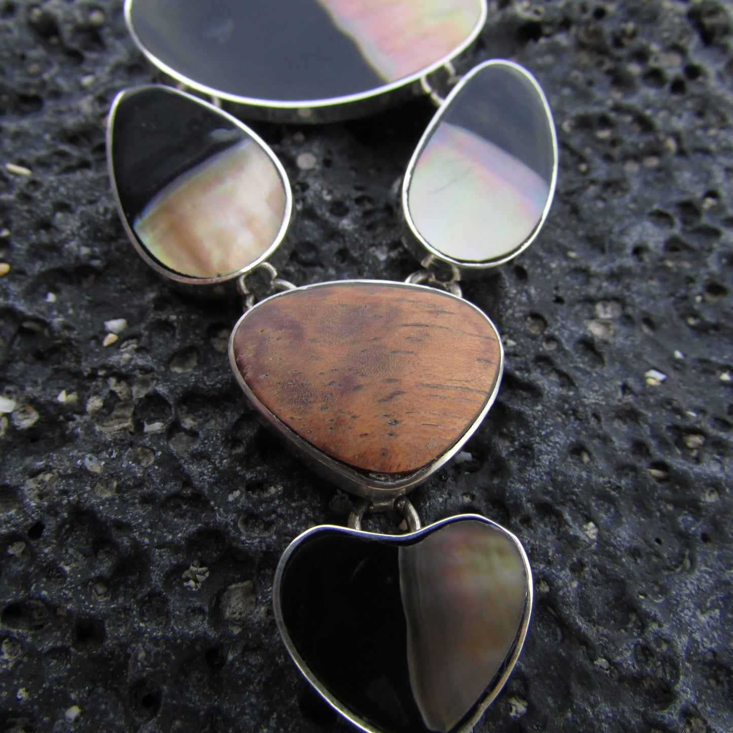 Bracelet | Hawaiian Koa Wood | Black Lip Ouster | Sterling Silver