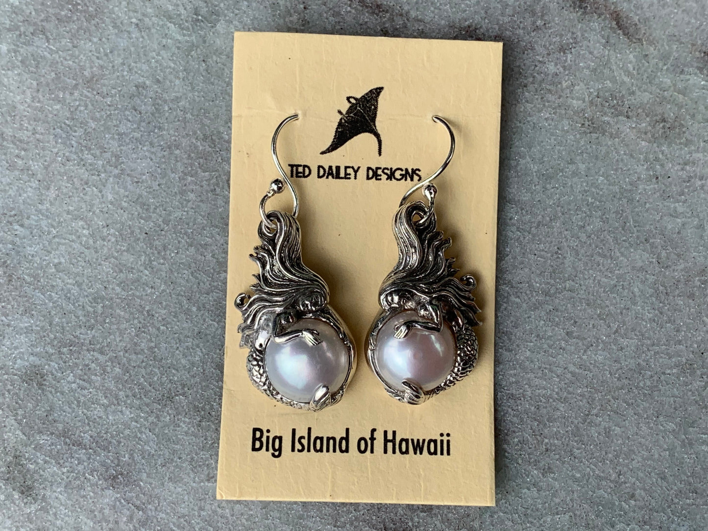 Mermaid White Mabe Pearl Silver Earrings