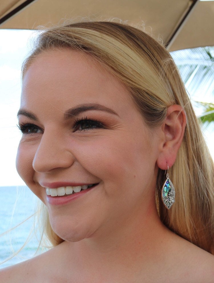Sea Turtle Wave Earrings | Paua Abalone Shell | Sterling Silver | Ocean | Beach | Gift | Jewelry | Handmade | Unique