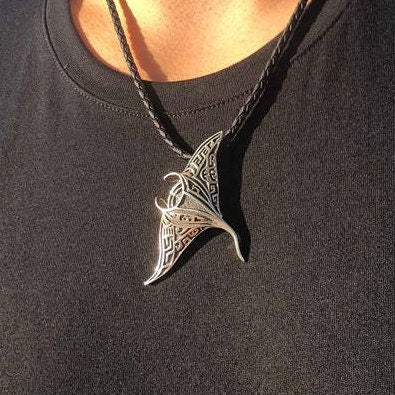 Manta Ray Pendant Necklace Large | Sterling Silver | Ocean | Beach | Gift | Jewelry | Handmade | Unique