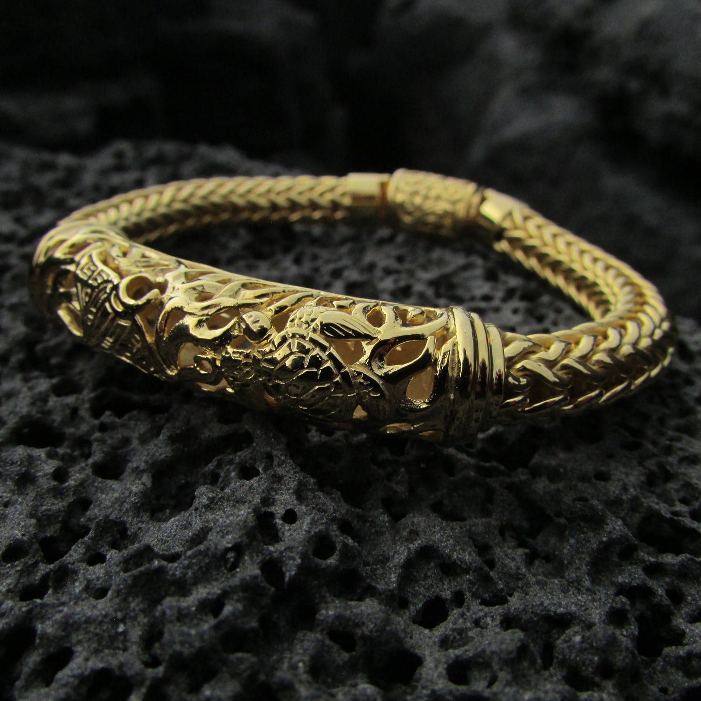 18K Gold Vermeil Handmade Men's Bracelet Manta Ray Turtle Hawaii | 18K Gold | Sterling Silver
