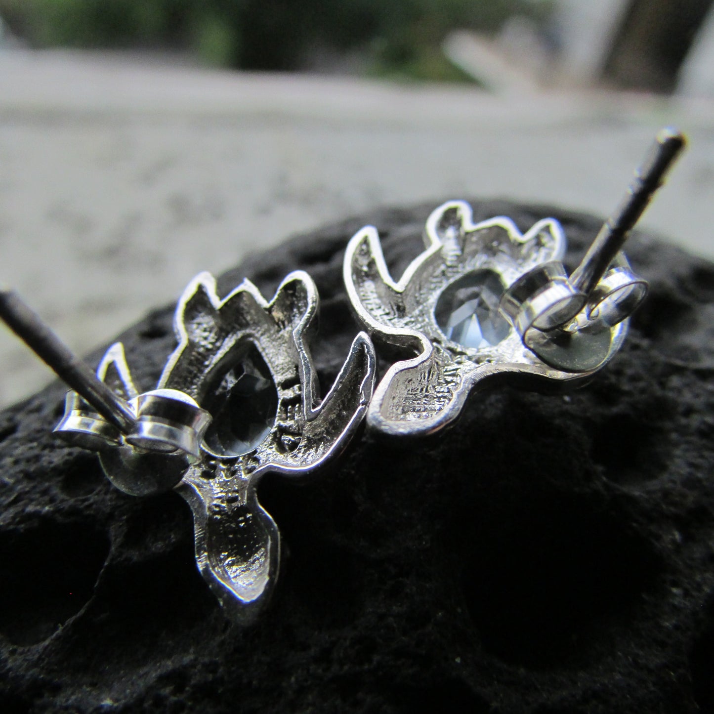Sea Turtle Stud Earrings | Blue Topaz | Sterling Silver | Ocean | Beach | Gift | Jewelry | Handmade | Unique