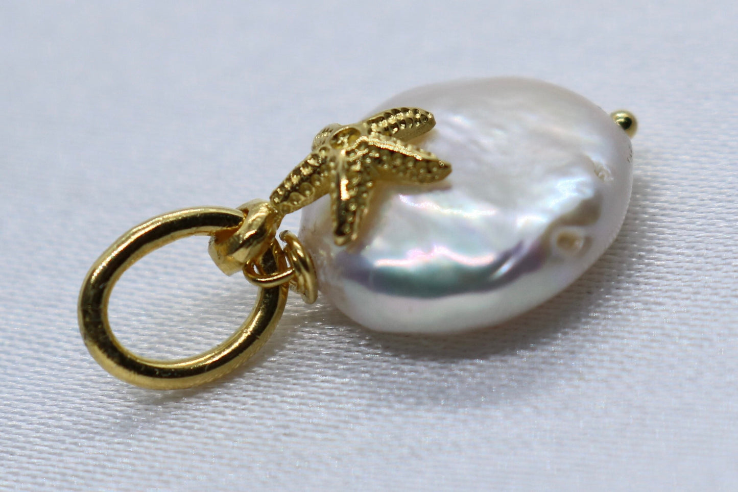 Starfish Pearl Charm Coin 18k Vermeil Gold Pendant Necklace