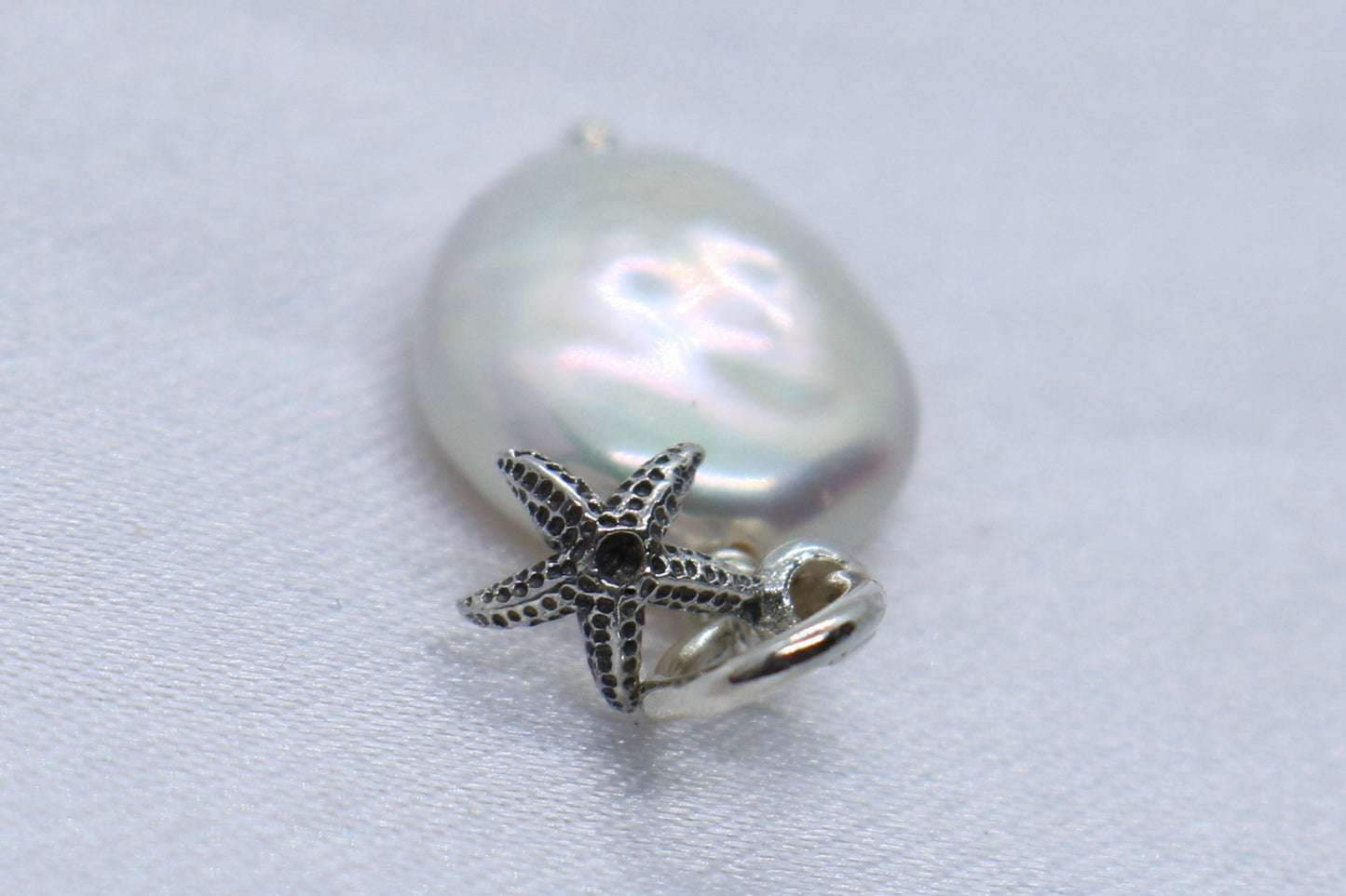 Starfish Pearl Charm Coin Silver Pendant Necklace
