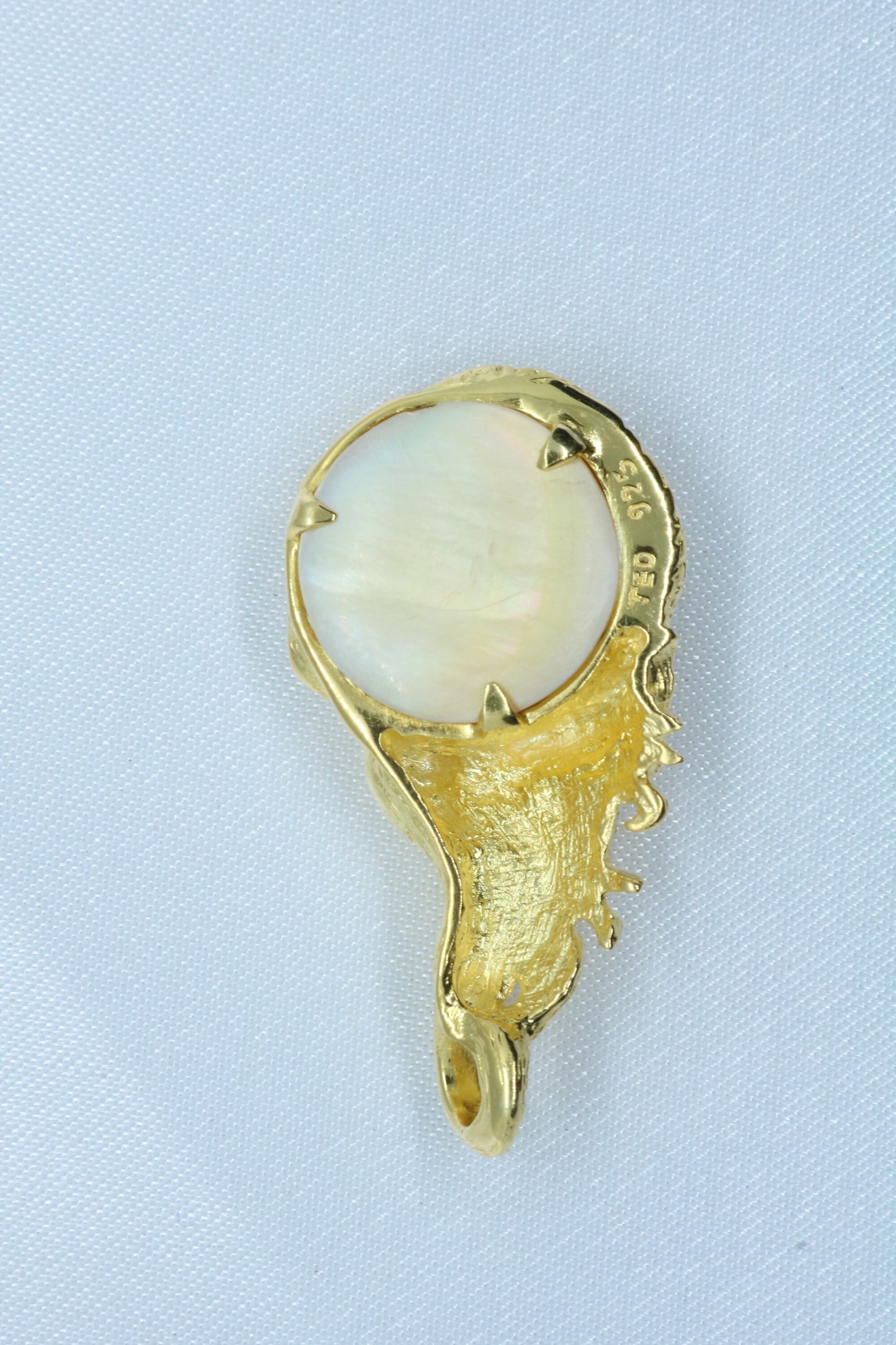Mermaid 18k Gold Vermeil Mabe White Pearl Necklace Pendant
