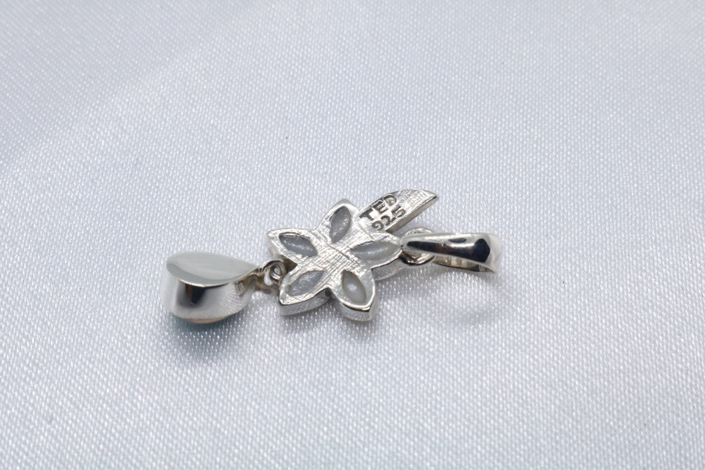 Opal Plumeria Flower Silver Mother of Pearl Necklace Pendant