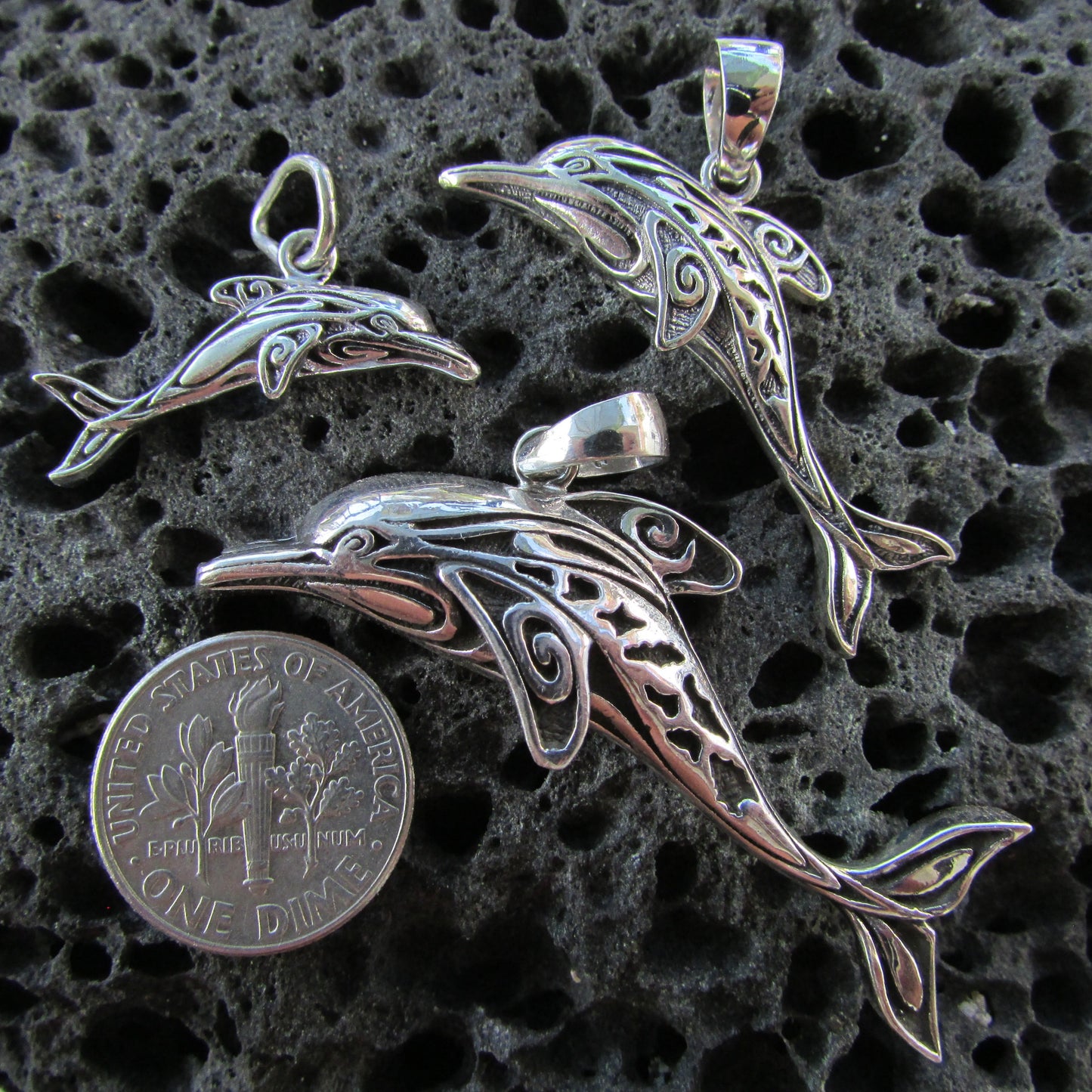 Dolphin Necklace Pendant Charm Mini | Sterling Silver | Ocean | Beach | Gift | Jewelry | Handmade | Unique