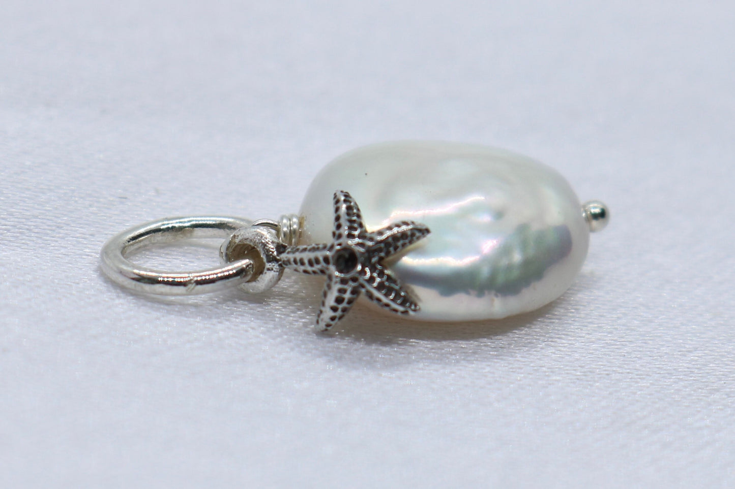 Starfish Pearl Charm Coin Silver Pendant Necklace