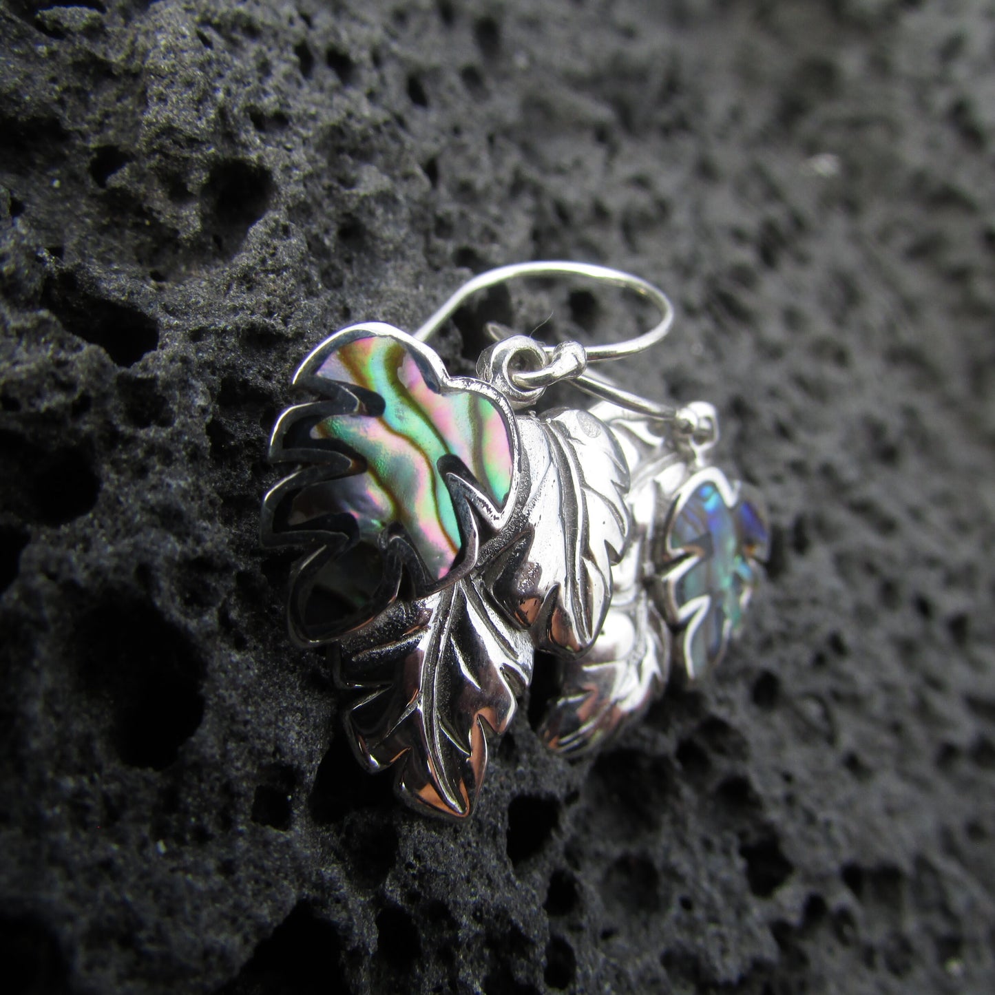 Monstera Leaf Earrings | Paua Shell | Sterling Silver | Ocean | Beach | Gift | Jewelry | Handmade | Unique