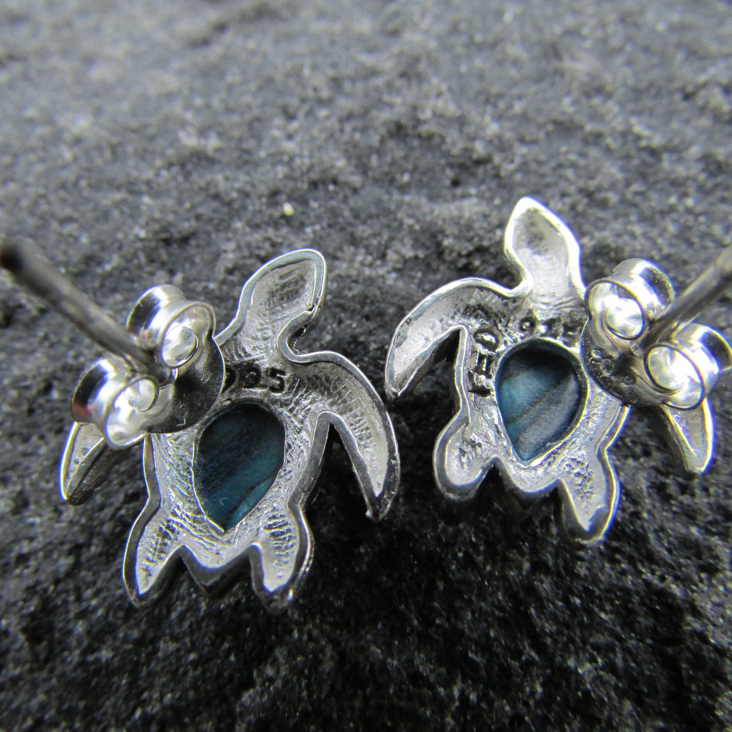 Sea Turtle Stud Earrings | Abalone Paua Shell | Ocean | Beach | Gift | Jewelry | Handmade | Unique | Sterling Silver