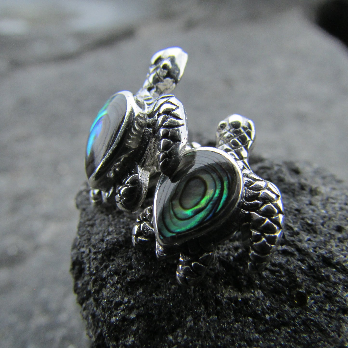 Sea Turtle Stud Earrings | Abalone Paua Shell | Ocean | Beach | Gift | Jewelry | Handmade | Unique | Sterling Silver