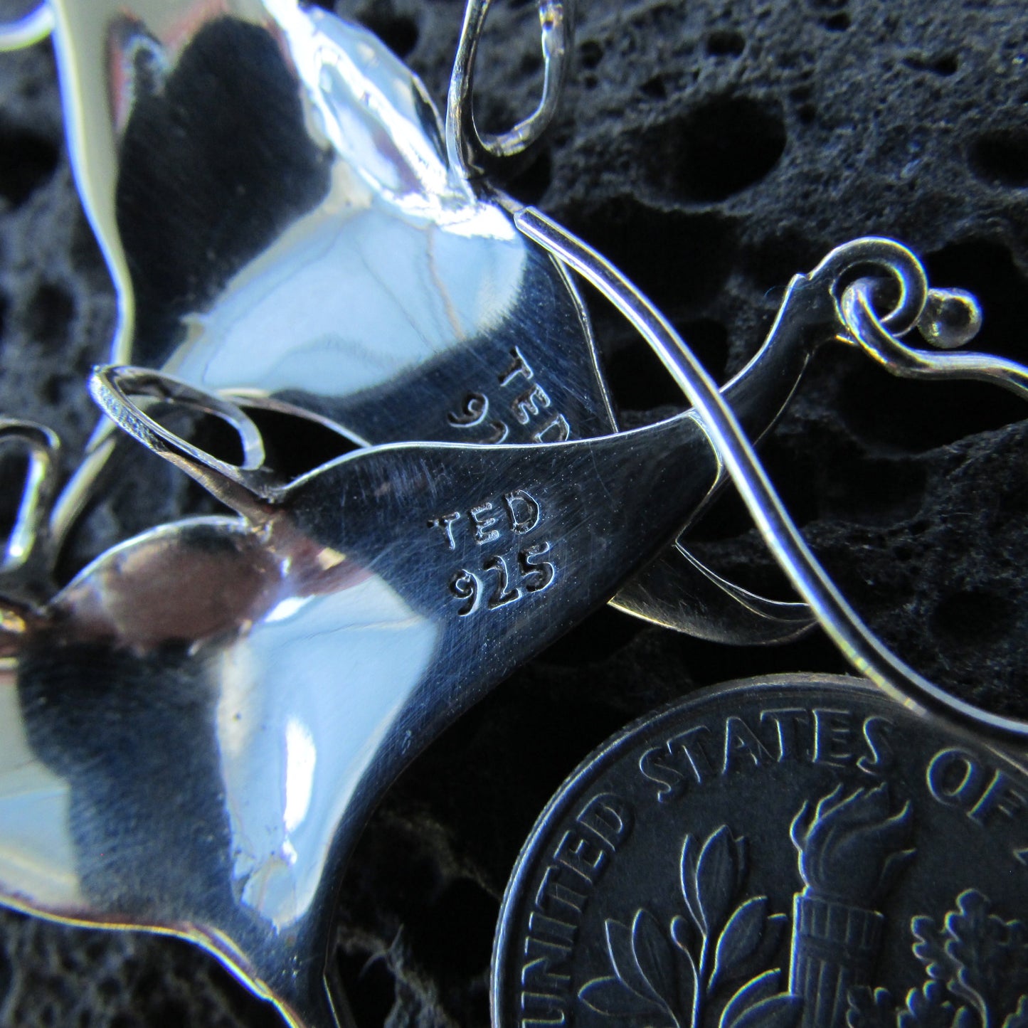 Manta Ray Earrings Large | Sterling Silver | Ocean | Beach | Gift | Jewelry | Handmade | Unique