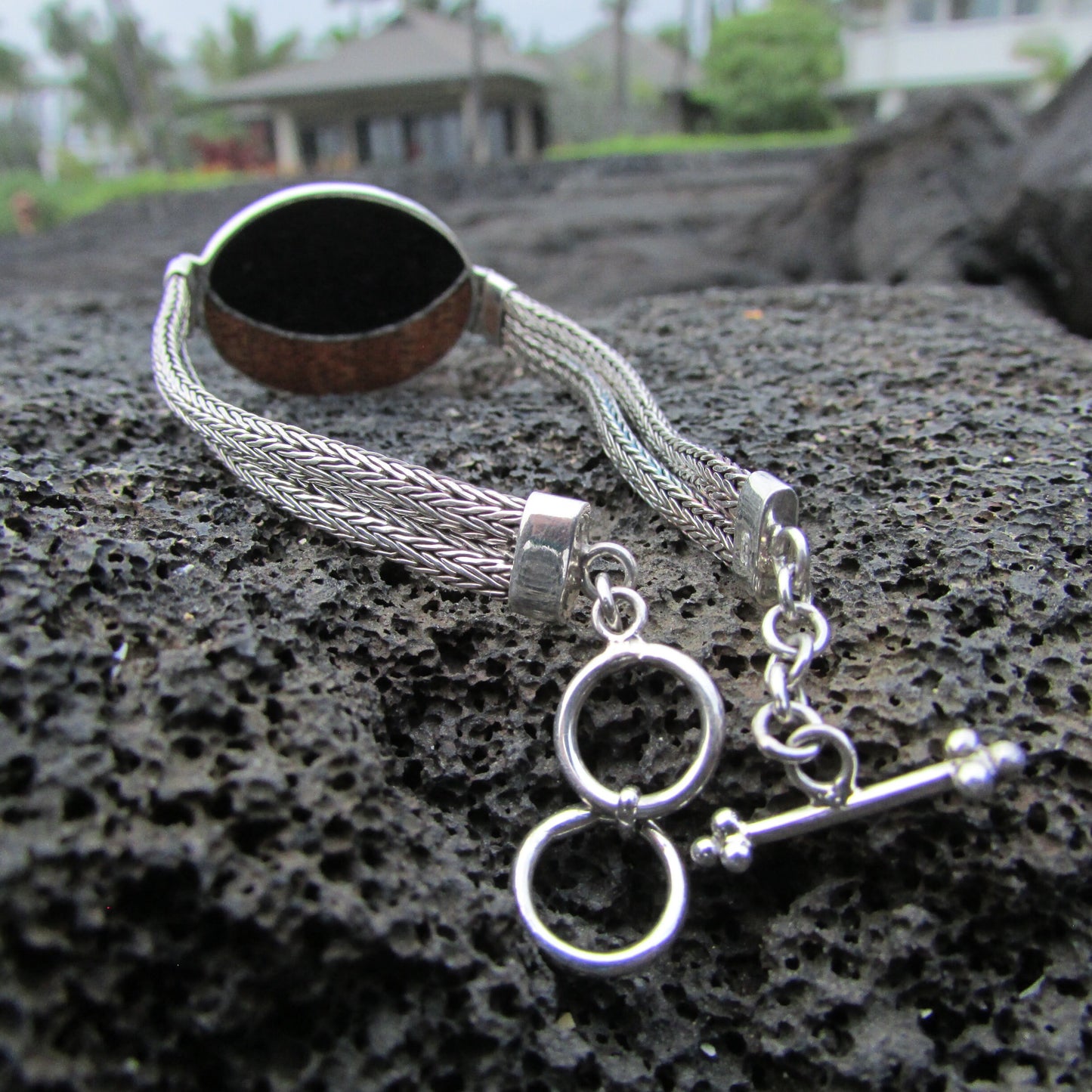 Hawaii Islands and Turtle Handmade Bracelet | Abalone Shell | Hawaiian Koa Wood | Paua Shell | Sterling Silver
