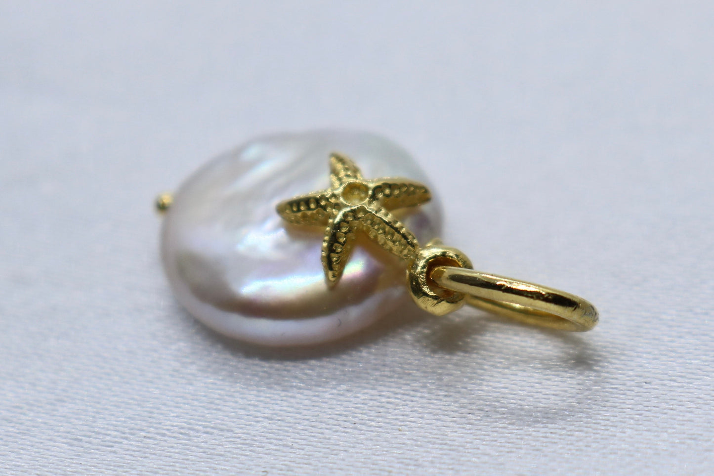 Starfish Pearl Charm Coin 18k Vermeil Gold Pendant Necklace