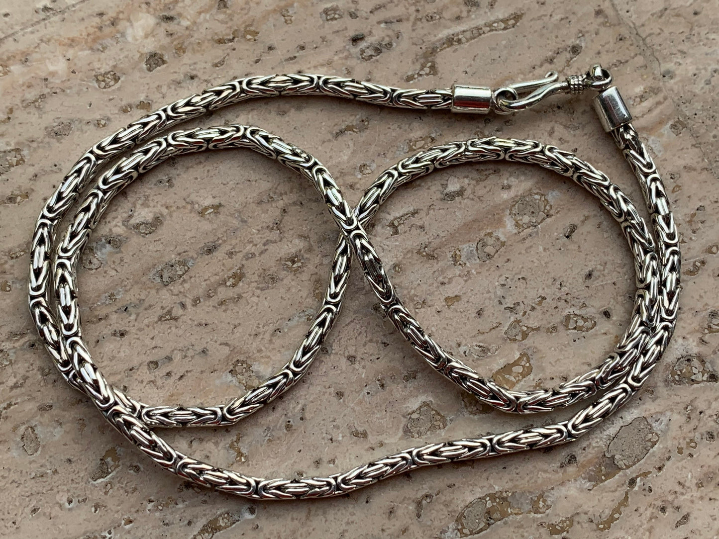 Byzantine hand woven chain. 2.5mm. Sterling Silver. 18”, 20”, or 22” long.
