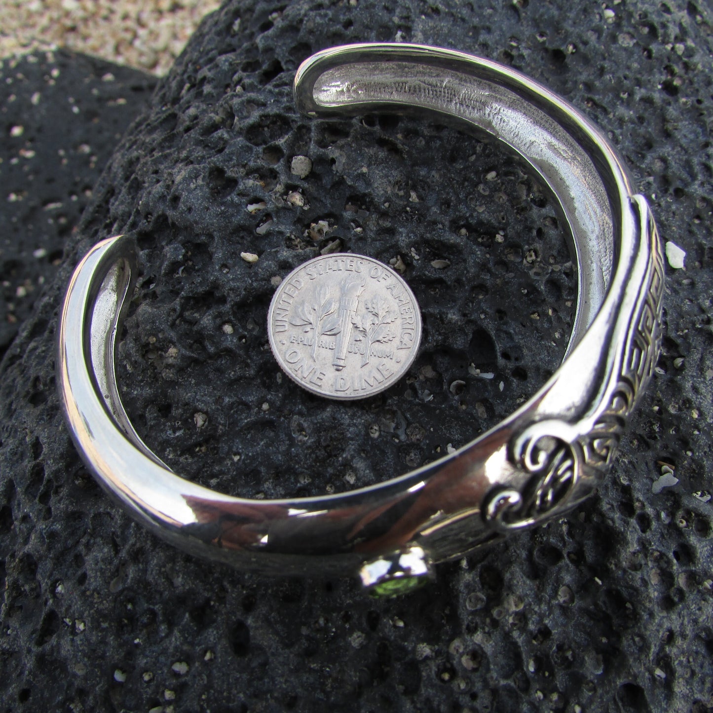 Manta Ray Stingray Bracelet Cuff. Sterling Silver. Peridot or Blue Topaz of your choice.