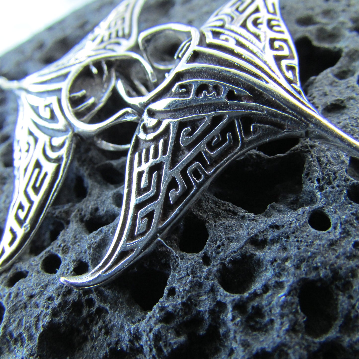Manta Ray Earrings Large | Sterling Silver | Ocean | Beach | Gift | Jewelry | Handmade | Unique