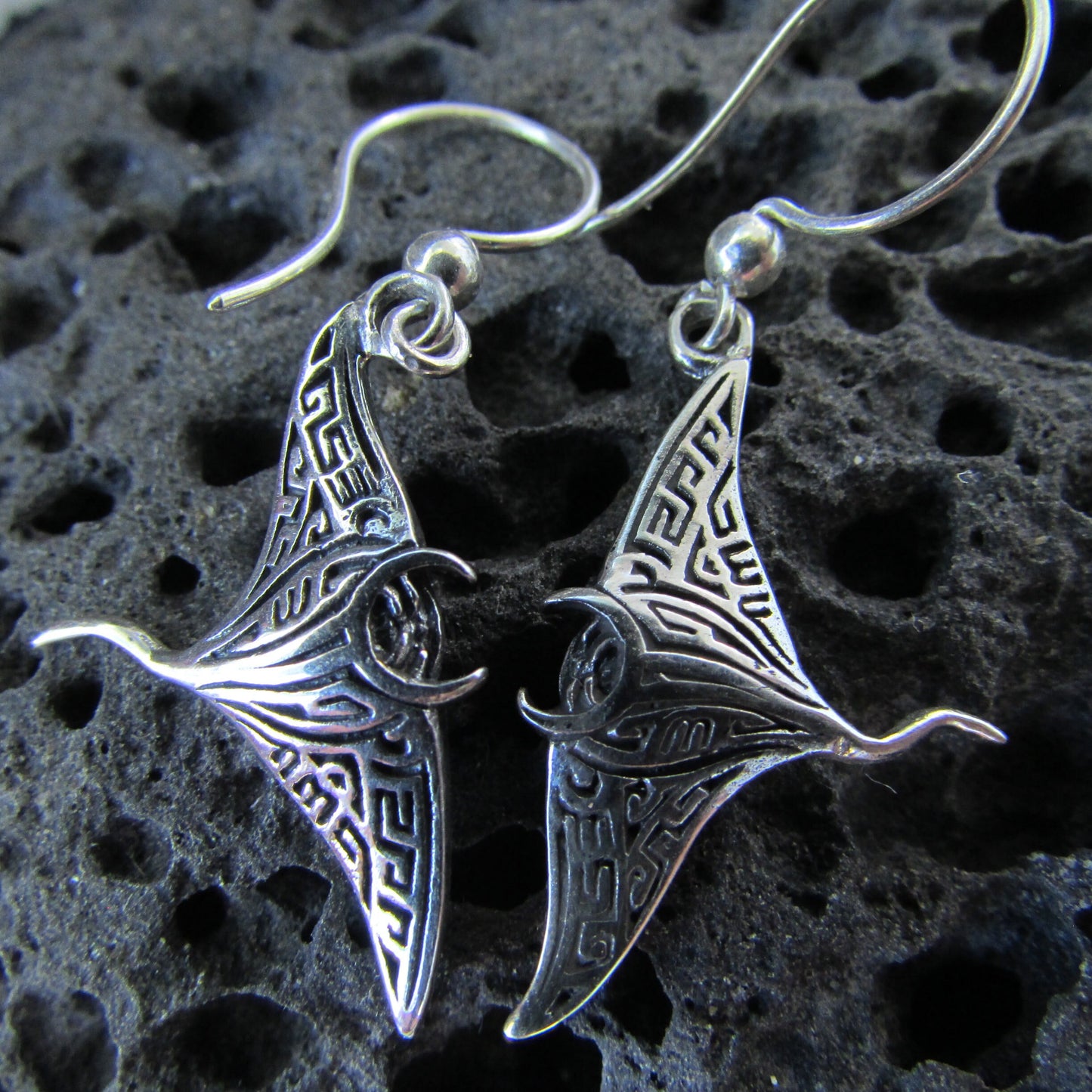 Manta Ray Earrings | Sterling Silver | Ocean | Beach | Gift | Jewelry | Handmade | Unique