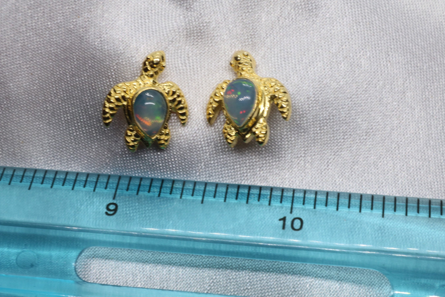 Opal Turtles Hawaiian Honu 18K Gold Vermeil Mother of Pearl Stud Earrings