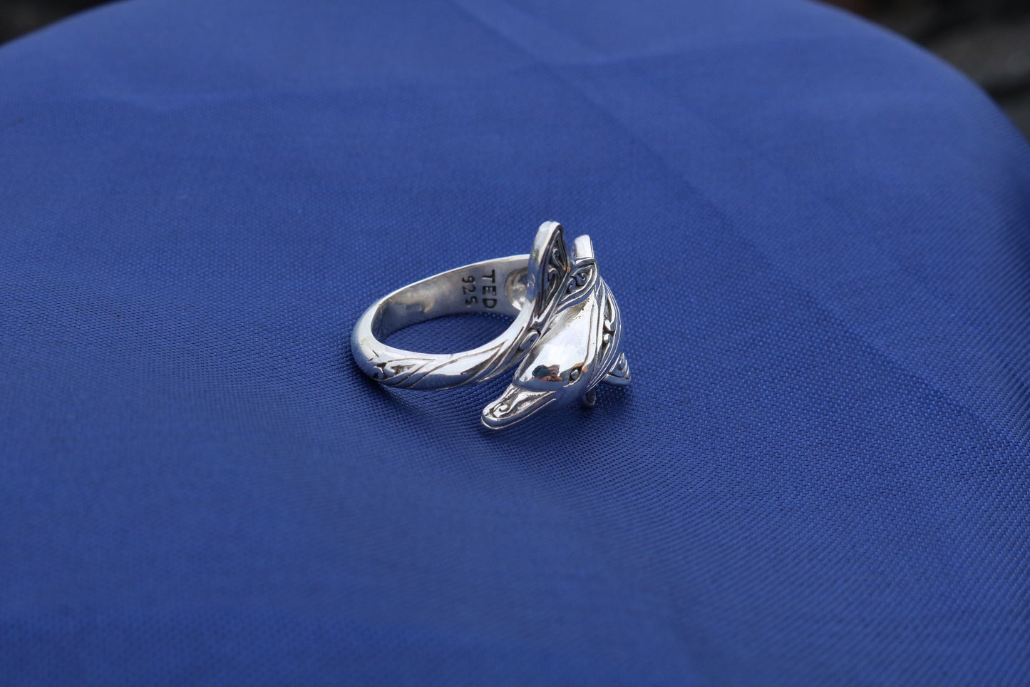 Dolphin Ring Tribal Polynesian Tattoo Design Naia. Sterling Silver.