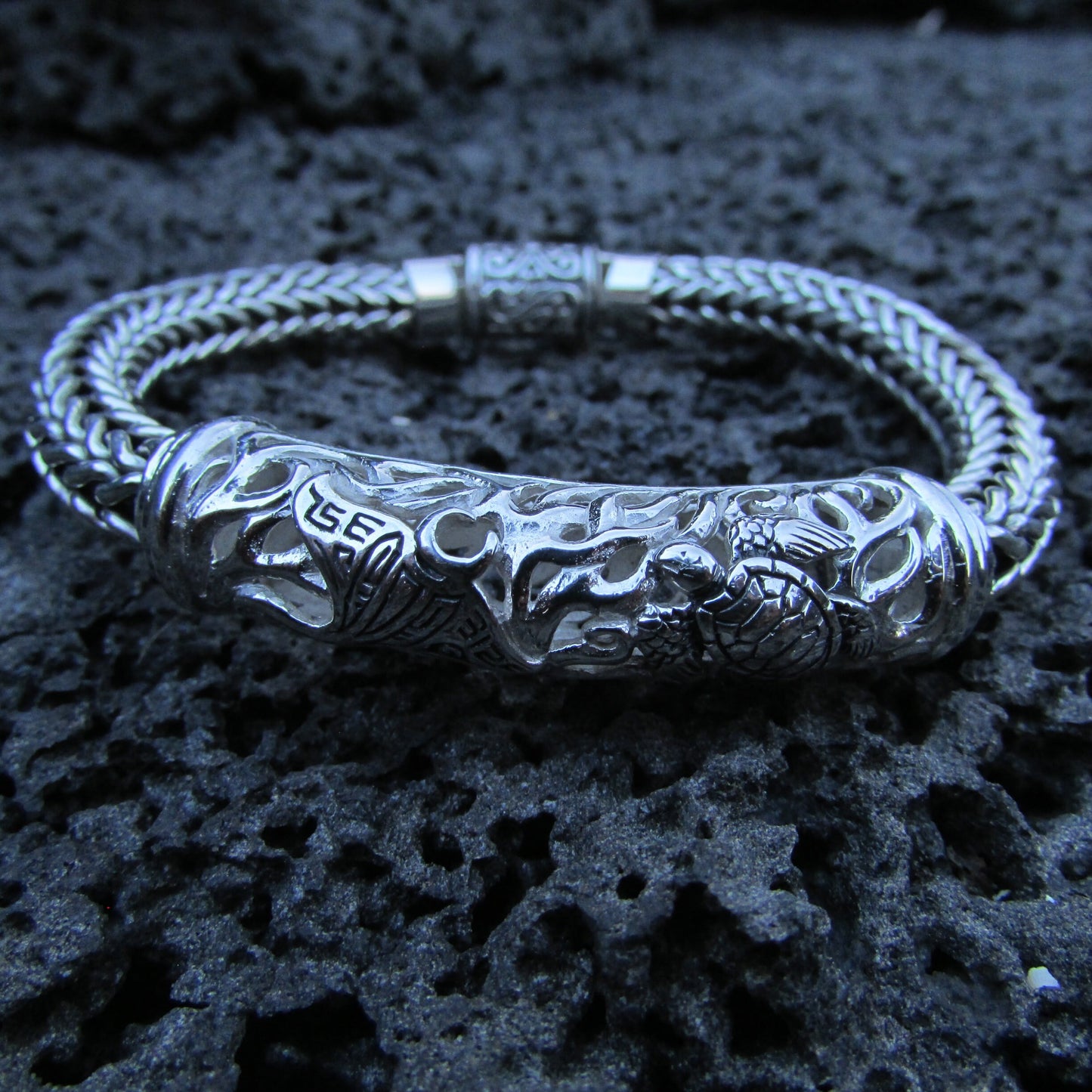 Mens Bracelet Gift Silver Metal | Manta Ray | Stingray | Turtle | Hawaii | Big Island