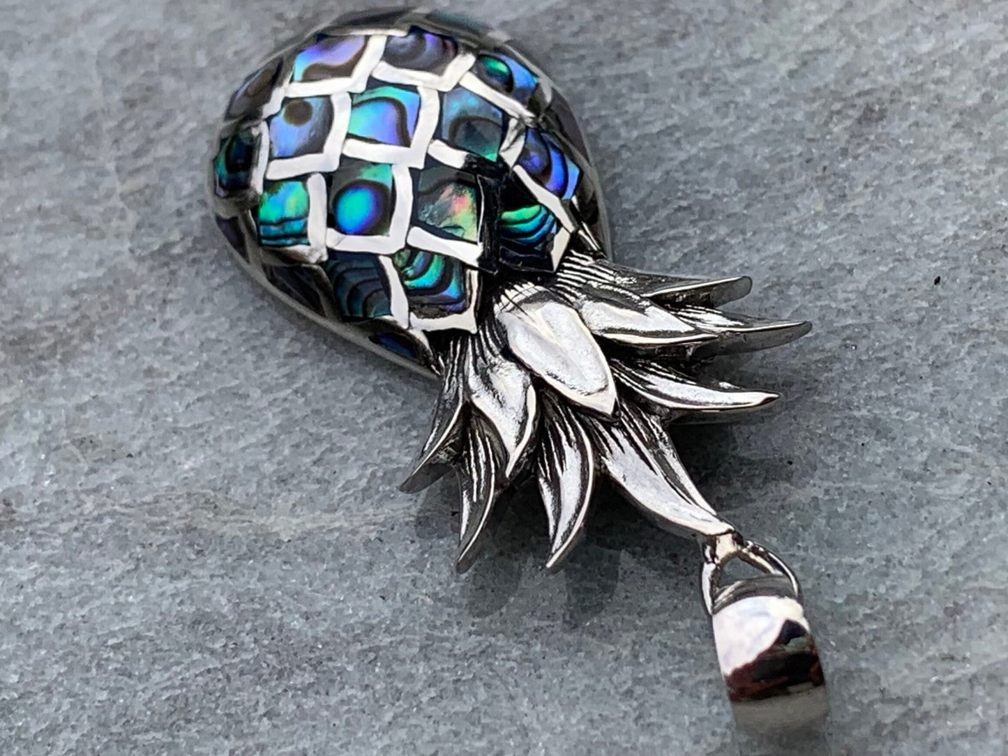 Pineapple Pendant Necklace | Paua Abalone Shell | Sterling Silver | Ocean | Beach | Gift | Jewelry | Handmade | Unique