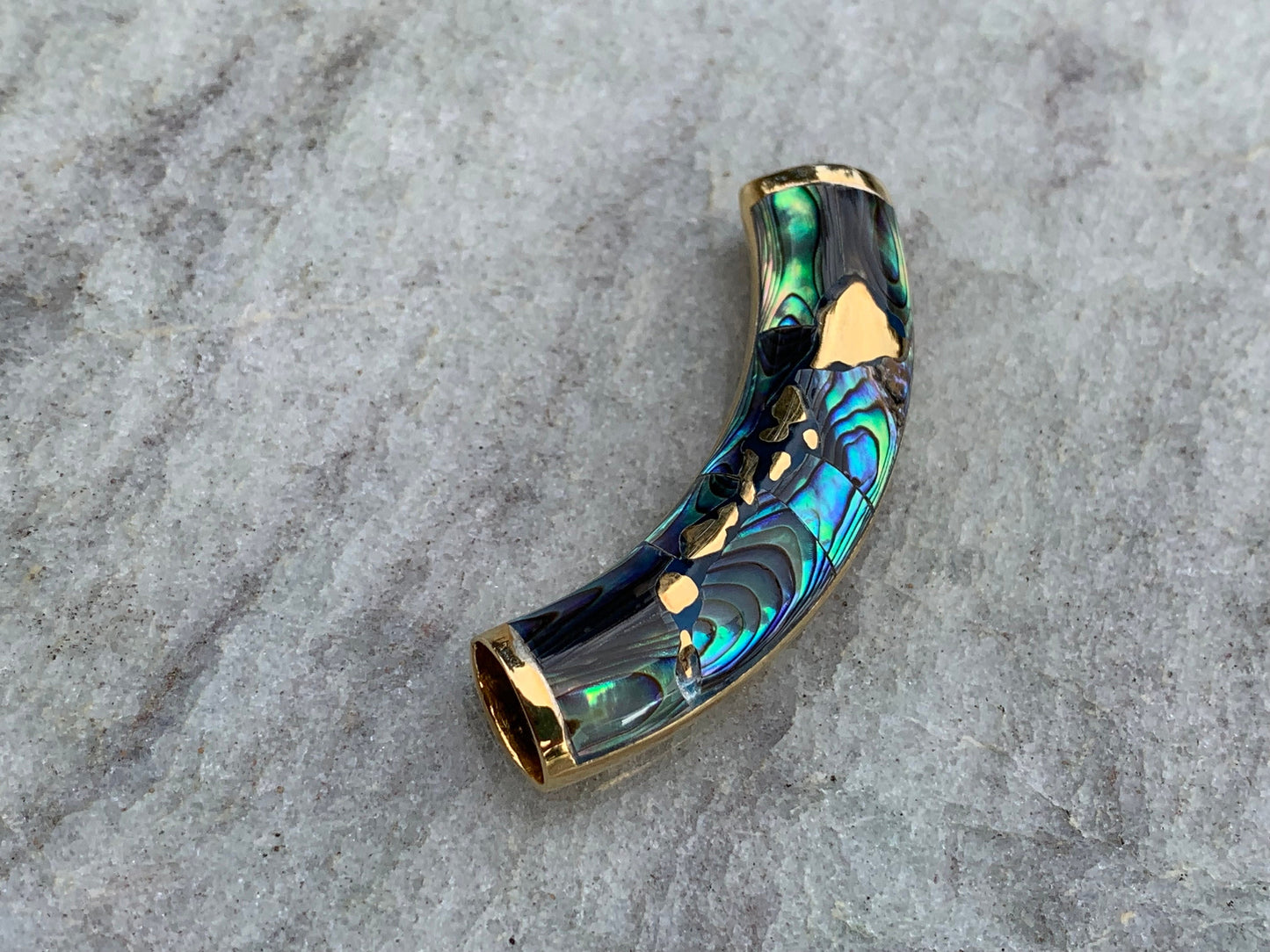 Hawaiian Islands Slider Bar Pendant Necklace. Oahu, Maui, Kauai, Big Island. Gold Vermeil, Abalone Shell.