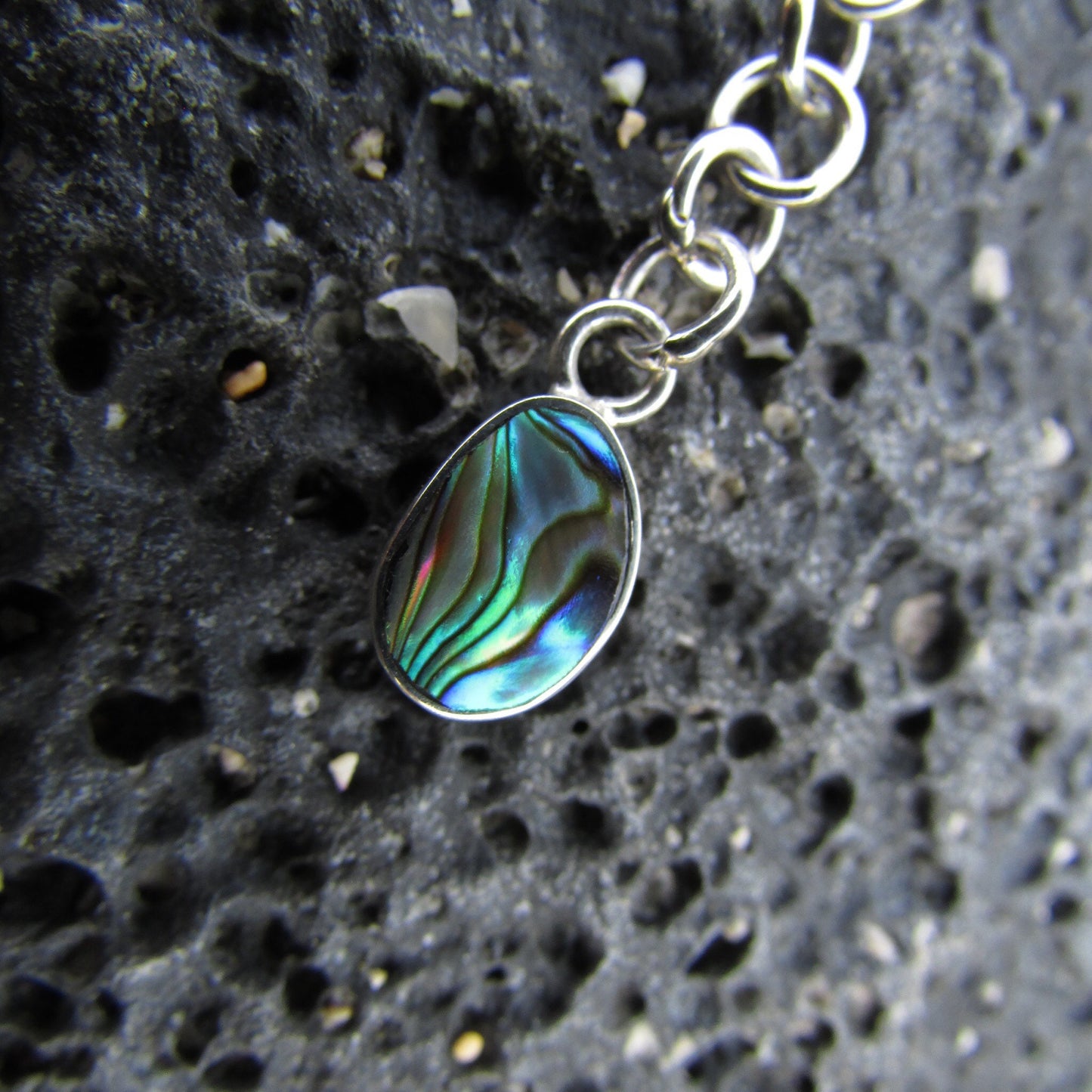 Handmade Bracelet Abalone Shell Paua Shell. Sterling Silver.