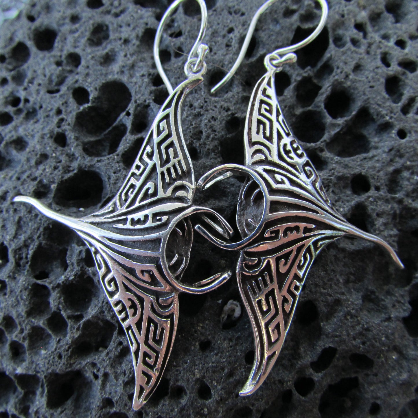 Manta Ray Earrings Large | Sterling Silver | Ocean | Beach | Gift | Jewelry | Handmade | Unique