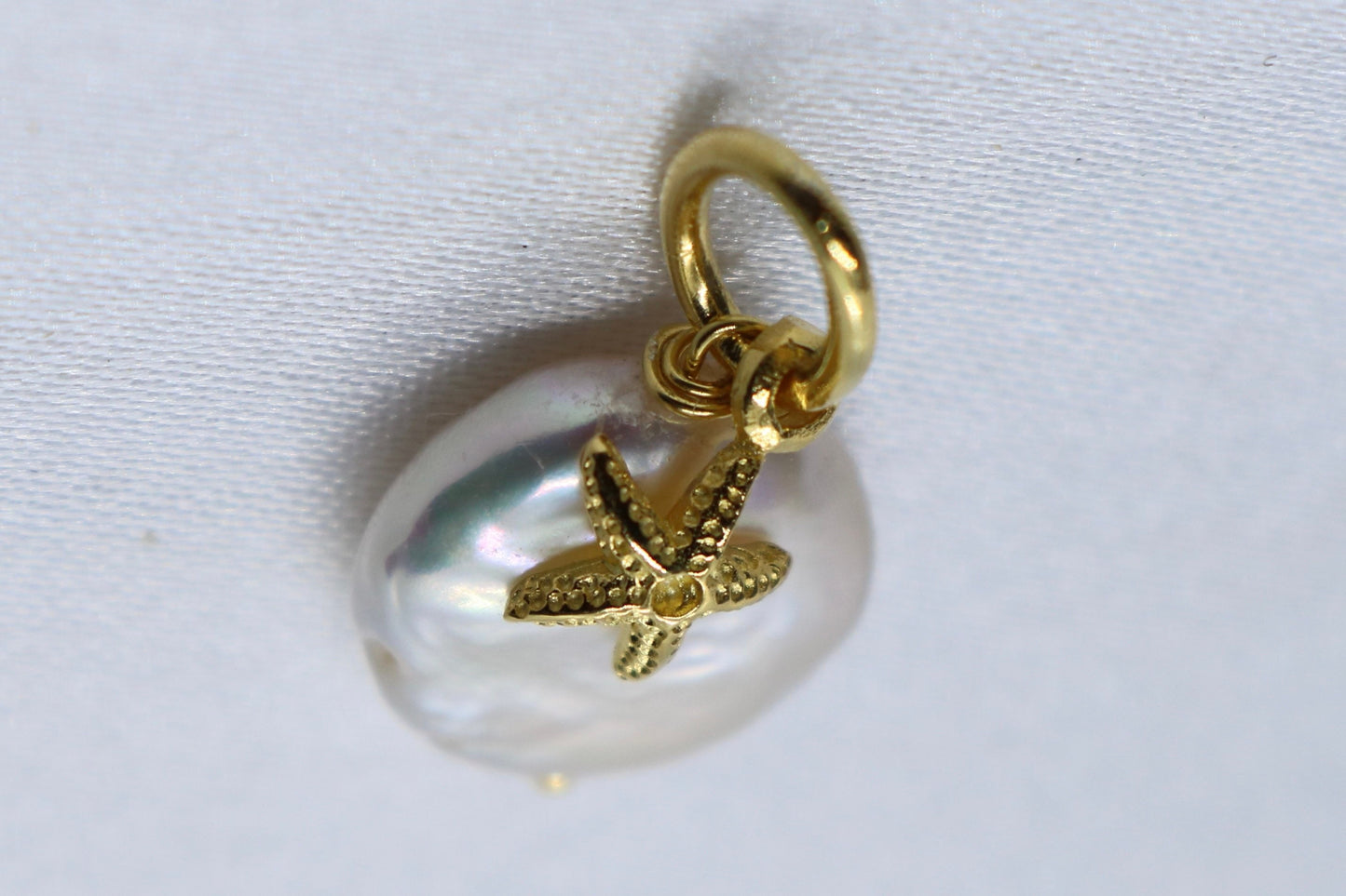 Starfish Pearl Charm Coin 18k Vermeil Gold Pendant Necklace