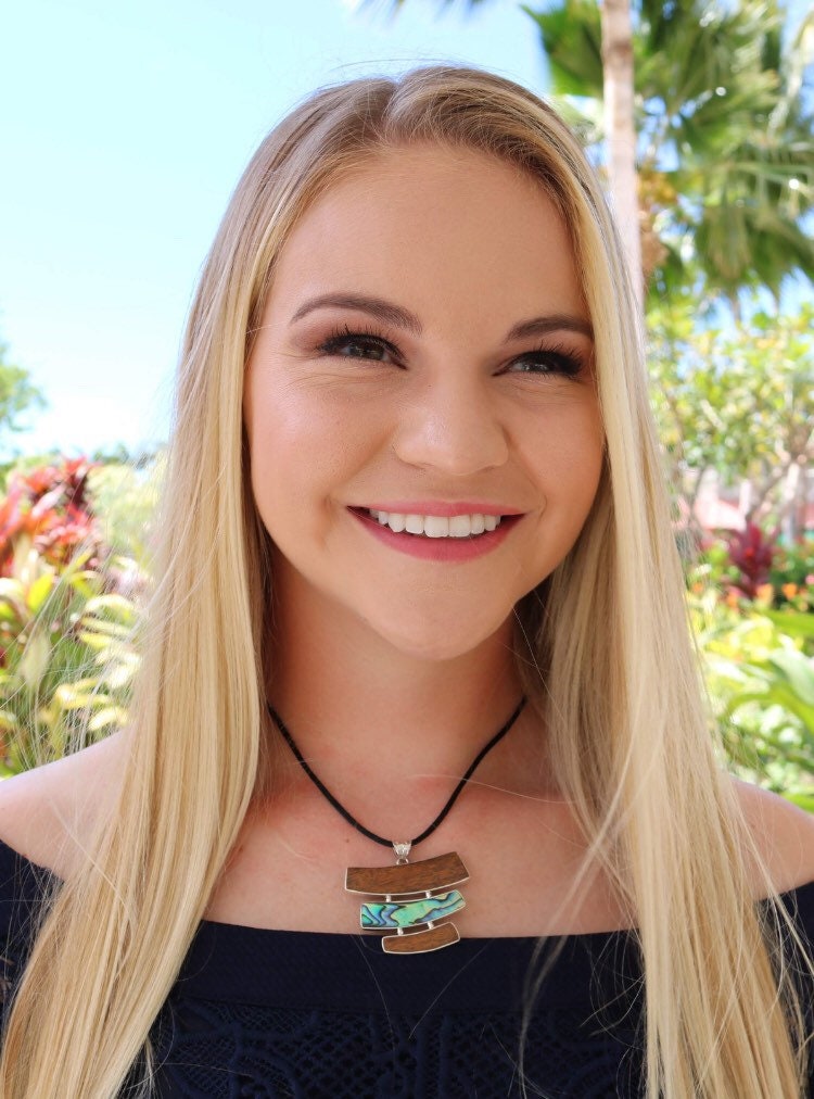 Zen Necklace Pendant | Koa Wood | Abalone Paua Shell | Sterling Silver | Gift | Jewelry | Handmade | Unique