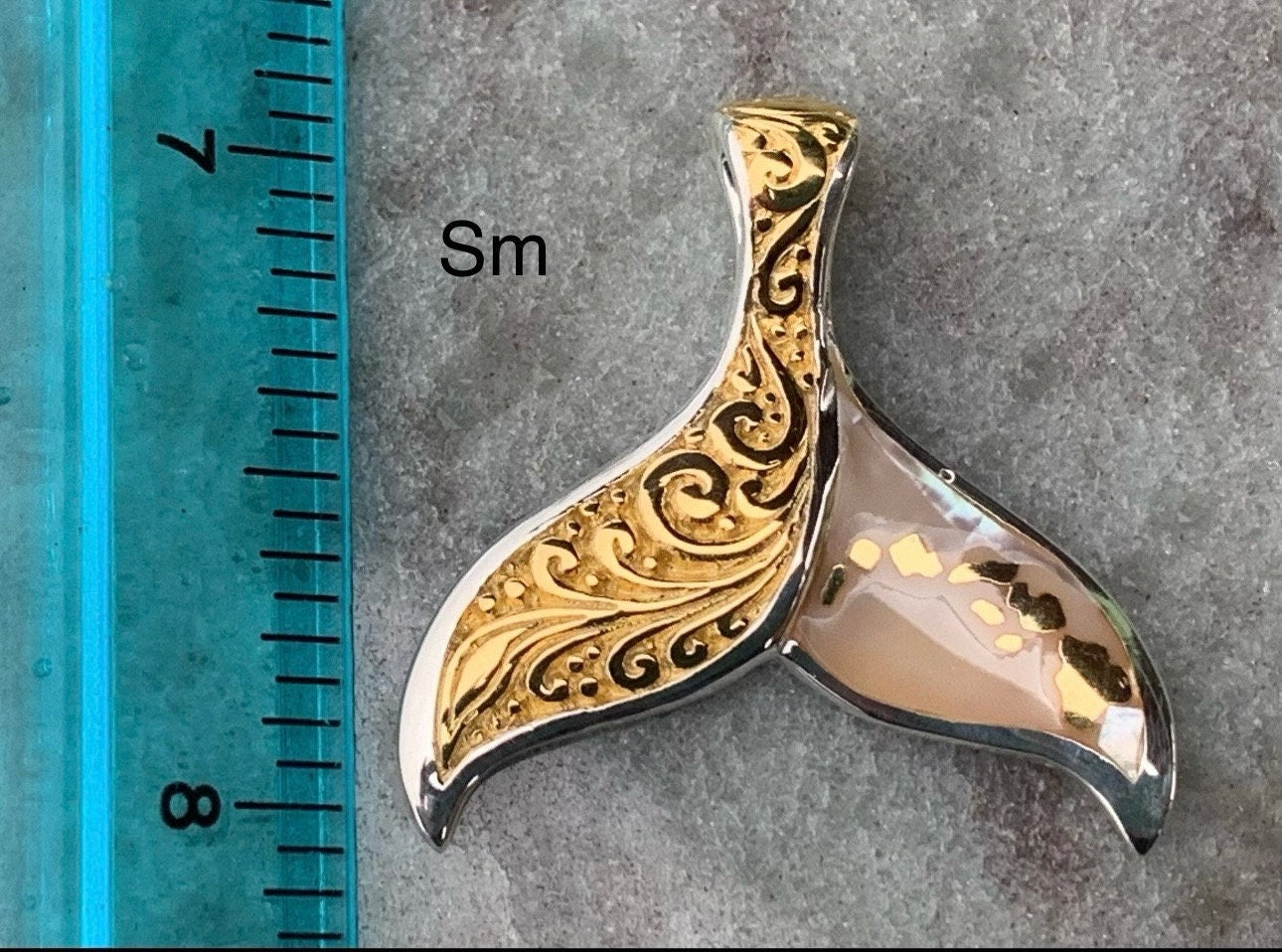 Hawaiian Islands Whale Tail Pendant Necklace. Kauai, Oahu, Maui, Big Island of Hawaii. Gold, Silver, Mother of Pearl.