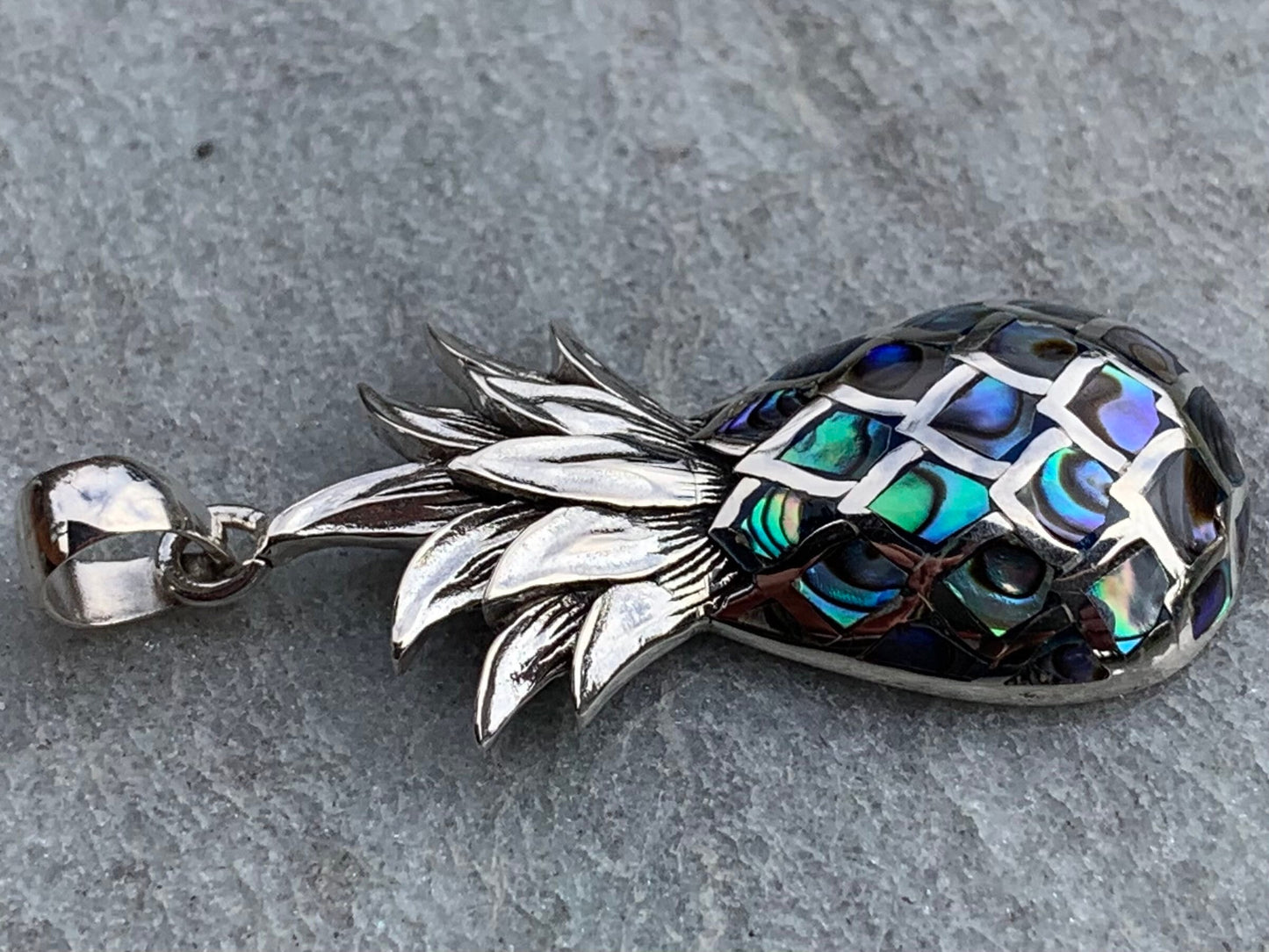 Pineapple Pendant Necklace | Paua Abalone Shell | Sterling Silver | Ocean | Beach | Gift | Jewelry | Handmade | Unique
