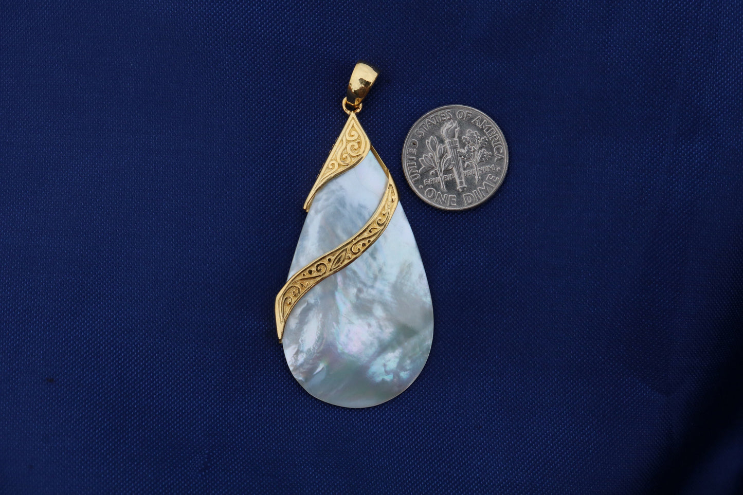 Teardrop Mother of Pearl 18k Gold Vermeil Necklace Pendant