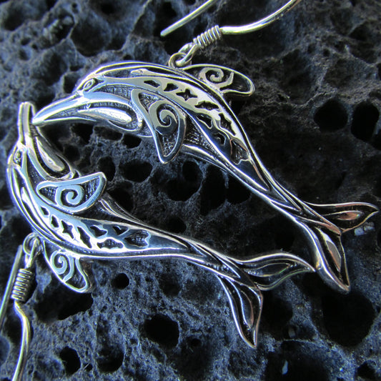 Dolphin Earrings Large | Sterling Silver | Ocean | Beach | Gift | Jewelry | Handmade | Unique