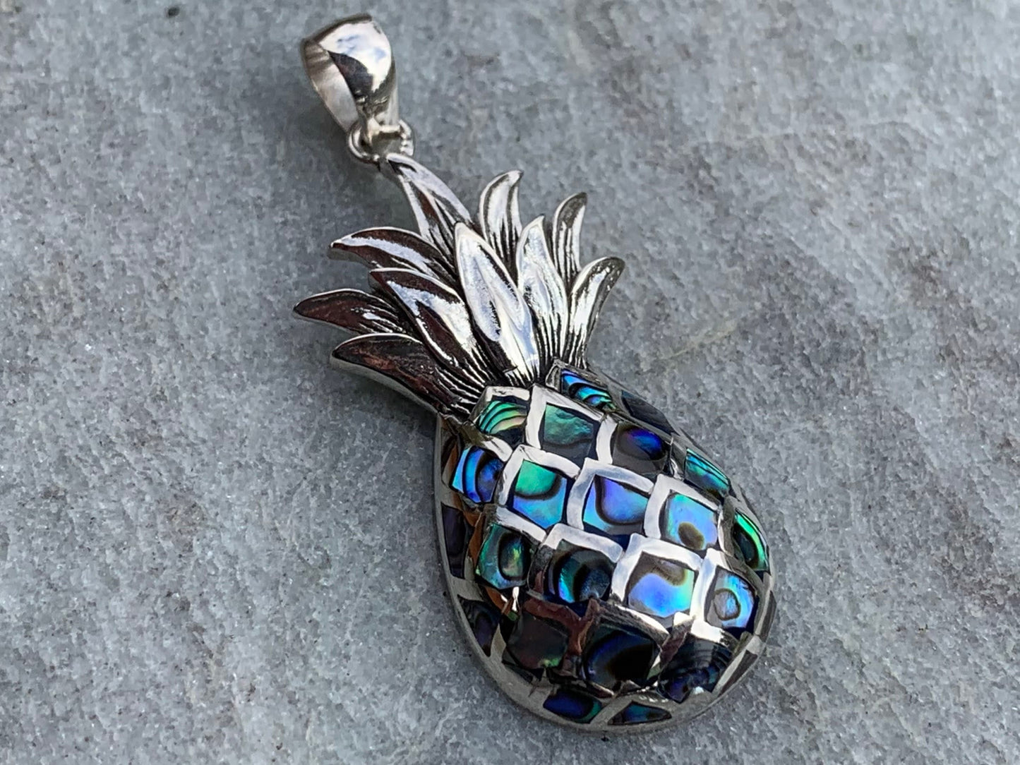 Pineapple Pendant Necklace | Paua Abalone Shell | Sterling Silver | Ocean | Beach | Gift | Jewelry | Handmade | Unique