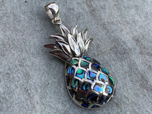 Pineapple Pendant Necklace | Paua Abalone Shell | Sterling Silver | Ocean | Beach | Gift | Jewelry | Handmade | Unique