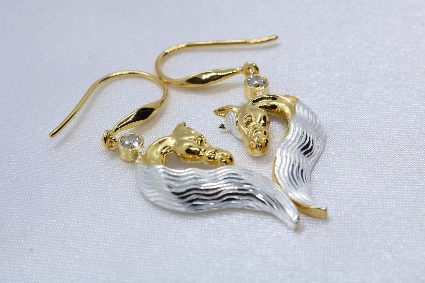 Horses Heart Earrings. 3mm Diamond, or Zircon. 18K Gold Vermeil, Silver.